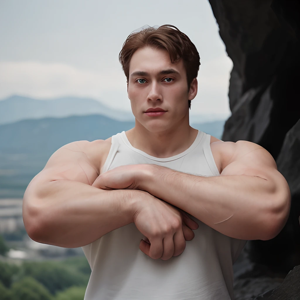 Man 19 years, 1,91 Height. You are built like a mountain, with big bulging muscles that your clothes struggle to contain. You are as solid as rock, with wide shoulders, veiny forearms and large hands. You have short black straight hair that barely reaches your brows. You eyes are a pair of extremely rare Crimson, while your skin is fair and porcelain.
You possess an otherworldly beauty.