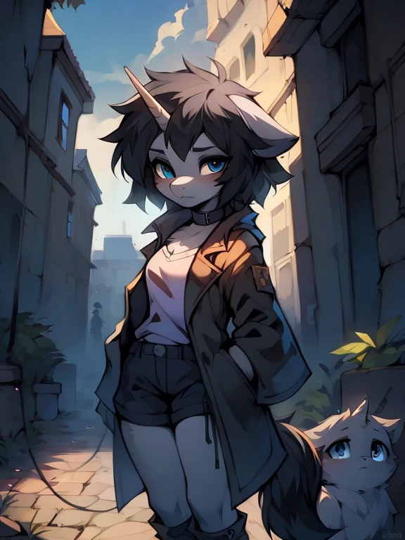 e621(author:lapel:0.4),(By iskra:0.4),(From krokobyaka:0.3),(author:Yuou:0.3),(by Hioshiru:0.3),Lead gray fur,A black-haired unicorn, Brick floor,Gray-black trench coat,Behind her was a gray sky((very beautiful furry art)),stunning detailed,(The main character is a horse girl:1.5),((A unicorn)),My Little Pony,mlp,Friendship is magic,(Tall guy),serious-expression,High head-to-body ratio,Lead gray fur,Black color hair,blue color eyes,Medium breasts,(Long gray-black trench coat:1.2),black long boots,(amazing background),Brick floor,Stone brick construction,Wallpaper style,(the street),borgar,Oppressive atmosphere,Gray tones