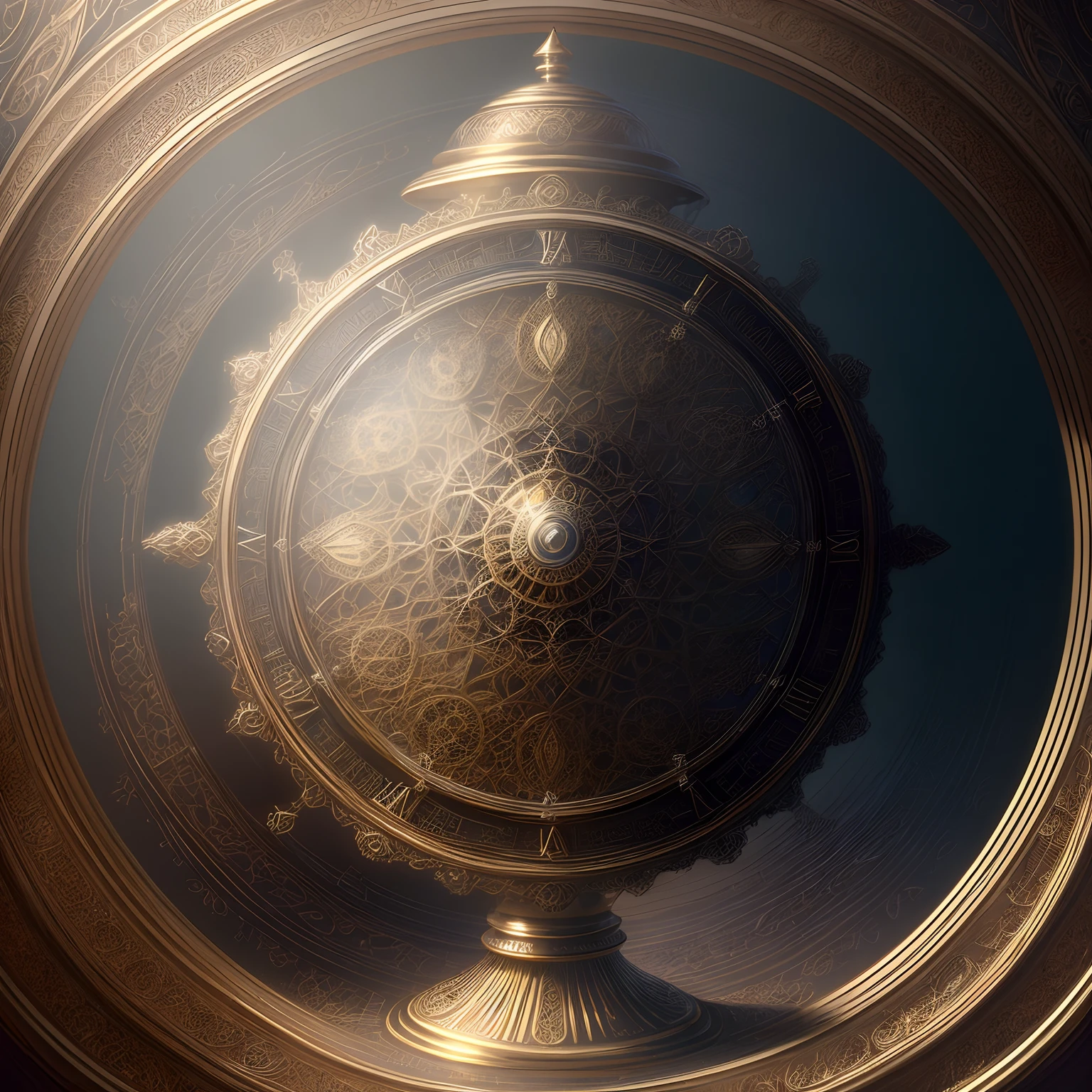 (best quality,8k,ultra-detailed),digitally created artwork,world's most magical art,empty scene,luminosity,harmonious color balance,fractal landscape,extremely high clarity,stunning,awe-inspiring,ethereal,intricate design,super sharp,trends in CG society,(masterpiece:1.2),detailed,antique clock