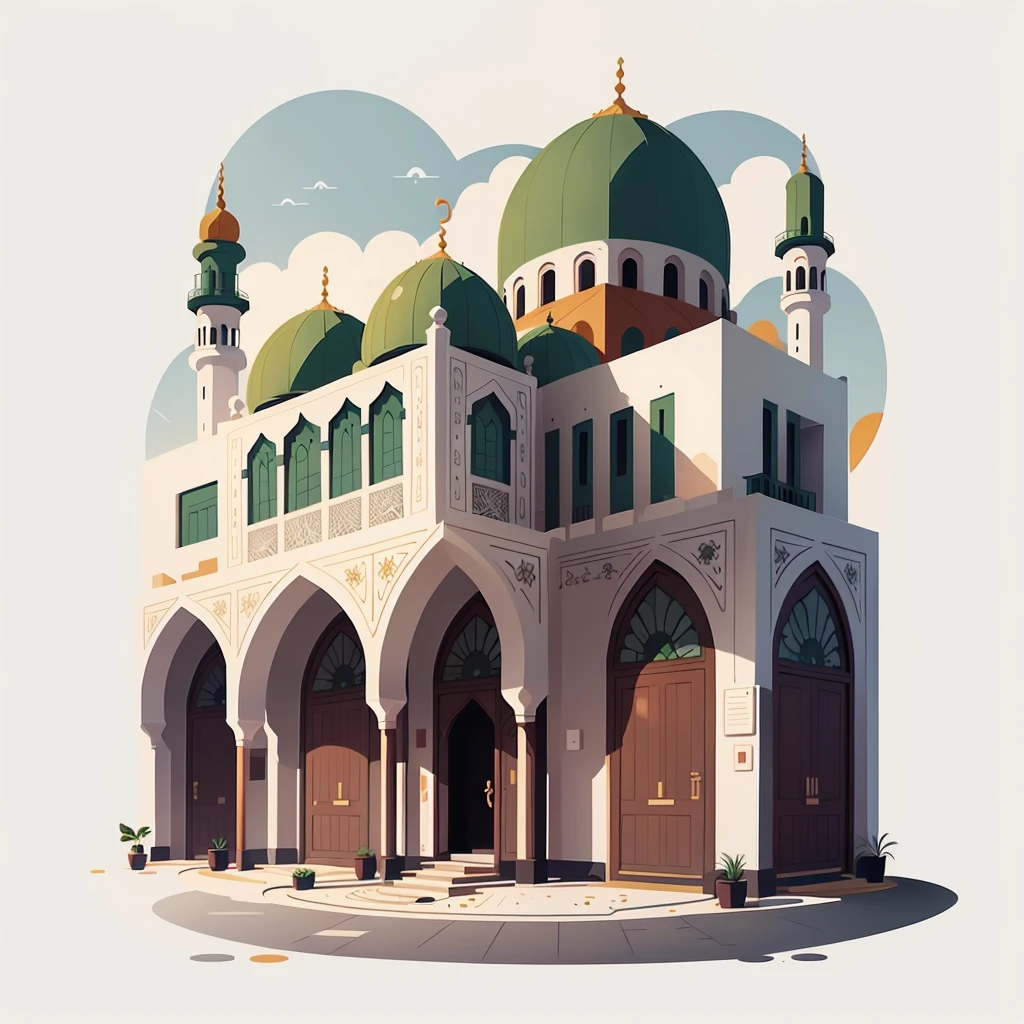 Mosque illustration, Minimalist illustration, Line illustration, Colorful