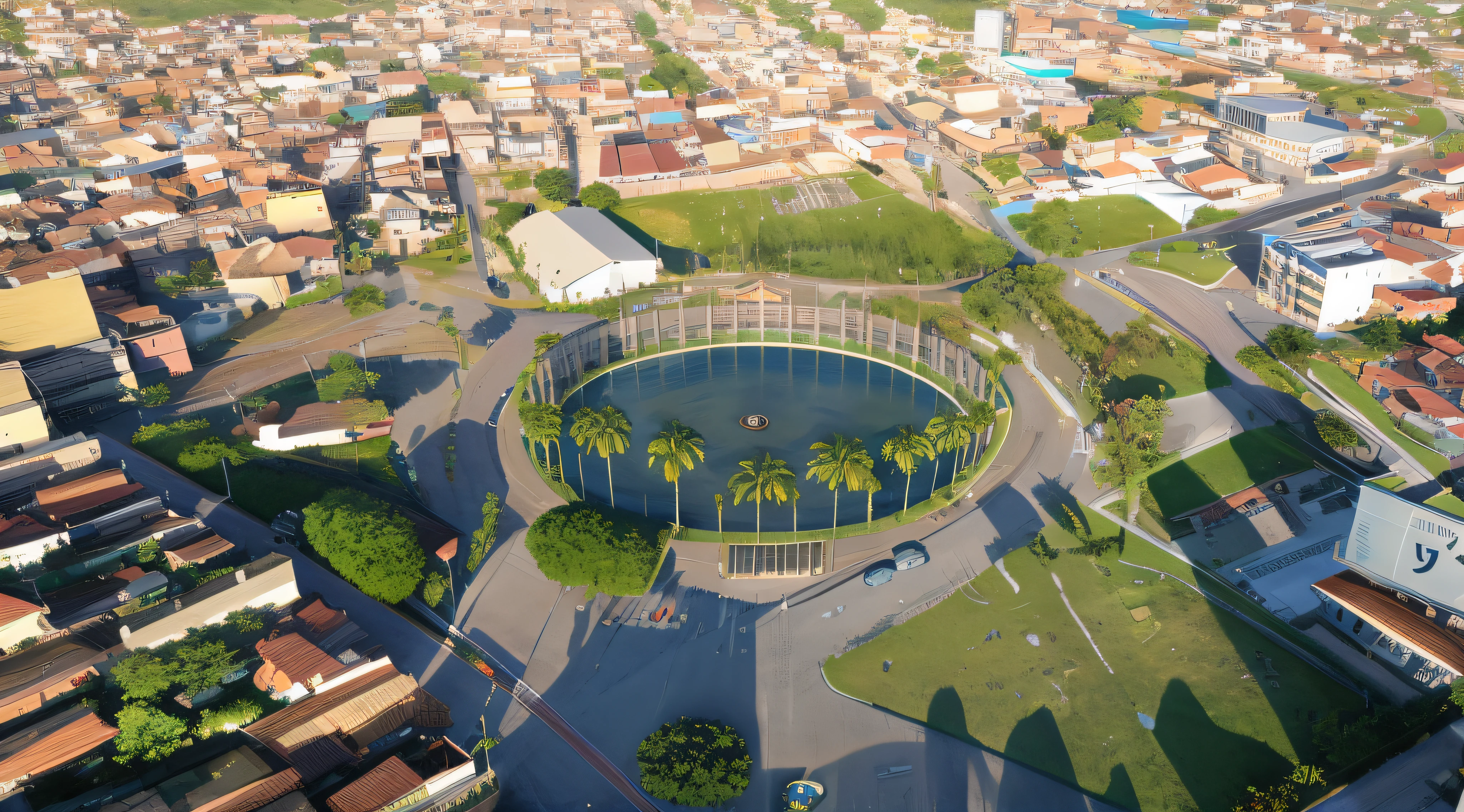 A Lagoon in an urban area with a sign that reads REMIGIO