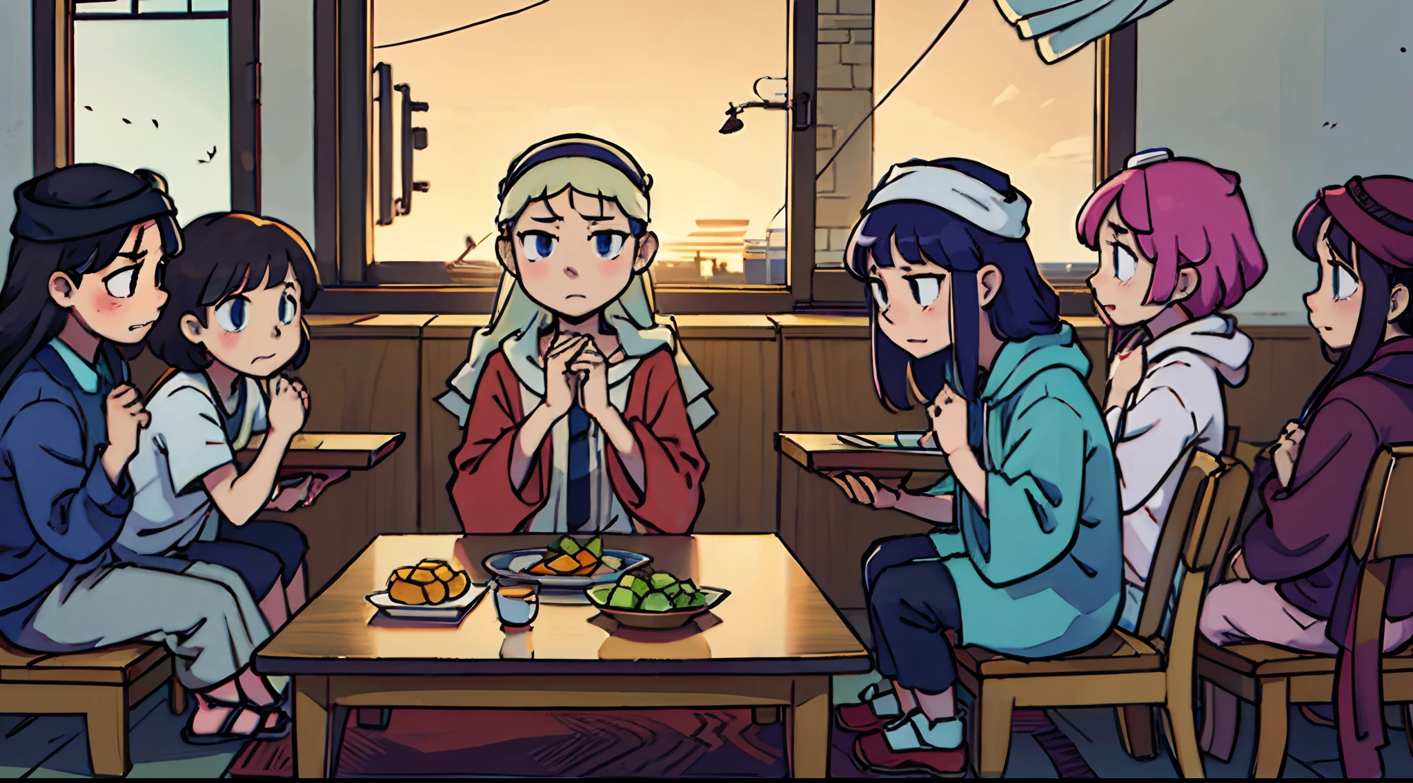 Bikin gambar anime laki-laki sedang berada di masjid