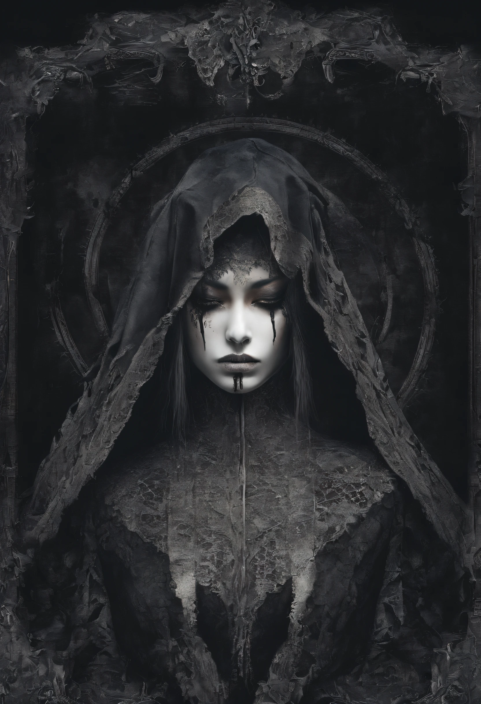 woman, clothed, Assemblage Art Cyber-occultism Striking Reprojection Techniques Creation Engine Moody Collodion Process Oblique