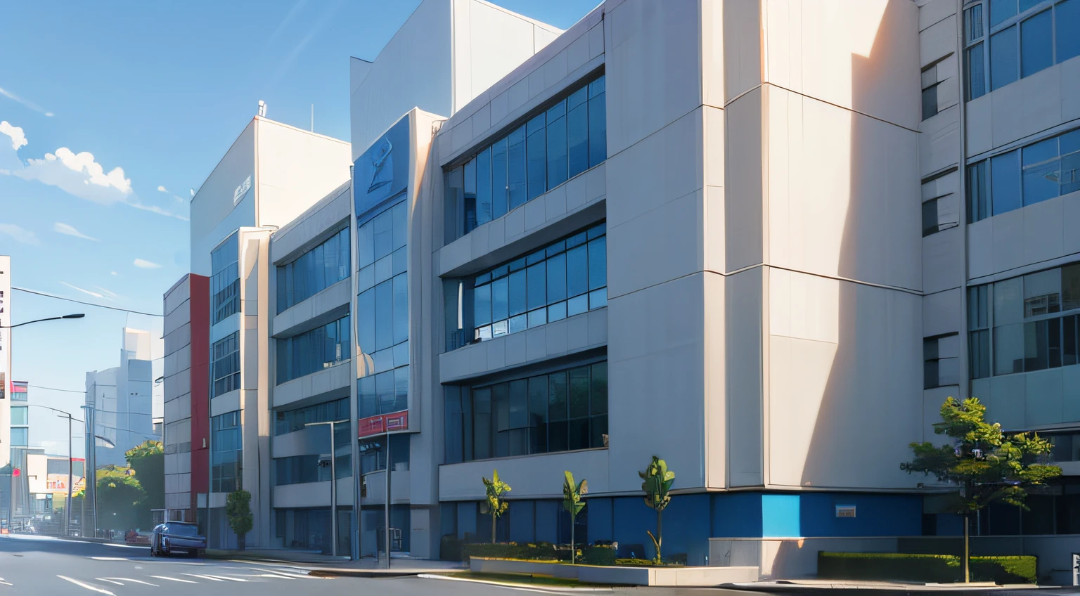 the facade of the modern anime school