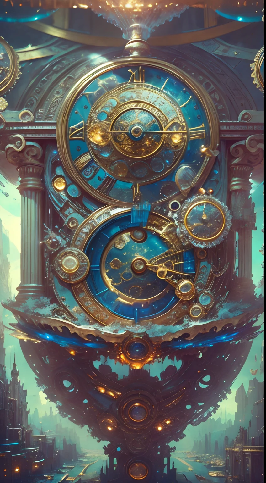 8K, 16k, Award-winning, Highest quality, Highest resolution, Super detail, High detail, Anatomically correct, Masterpiece),UHR, Clock in the starry sky,The timing mechanism of the future, delicate craftsmanship , A legendary mechanical clock, Rare and precious, Intricate details, Smart clocks are made of a metal called orichalcum, There are no gemstones, (The inside of the mechanical clock is engraved with ancient characters: 1.2), Impeccable, Platinum, White, Gold and silver, Mysterious starry sky,cyber punk perssonage,high - tech,hyper realisitc,Sci-fi dreams,Advanced extraterritorial technology,Epic digital sci-fi art
