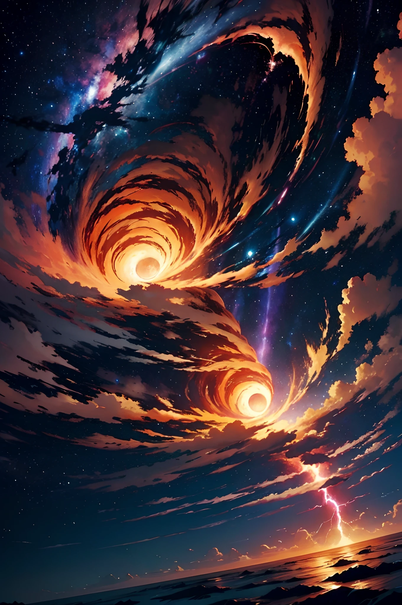 Ultra High Definition Earth Storm Orange Lightning Wise Lightning Big Clouds Wormhole