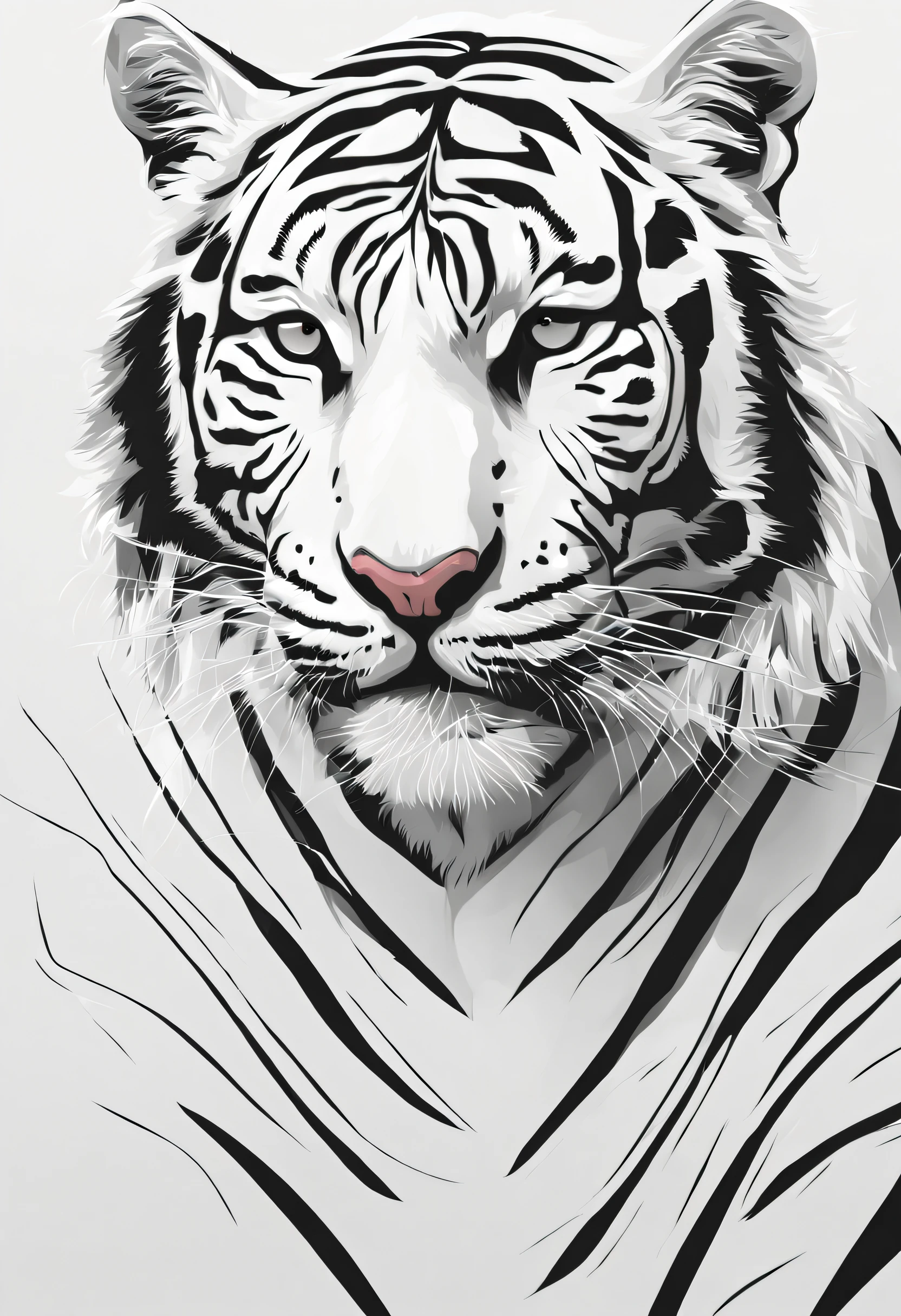 White tiger, Vector art, Minimalism, motion lines, optical illusion, 8k, super detail, ccurate, best quality