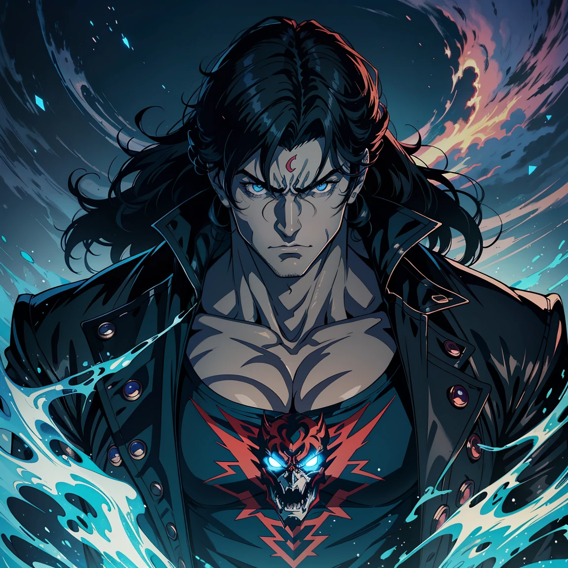 Castlevania Shadow Lord hyper réaliste super détaillé portrait visage de beau kenshiro hokuto no ken style musclé Lord Dracula pleurer tristesse expression portrait portrait handsomeyeux yeux bouche rouge cristal yeux hyper réaliste yeux super détaillé plan dynamique pièce maîtresse scène cinématographique scènes film épique légendaire corps correct Anatomie proportions correctes zoom visage