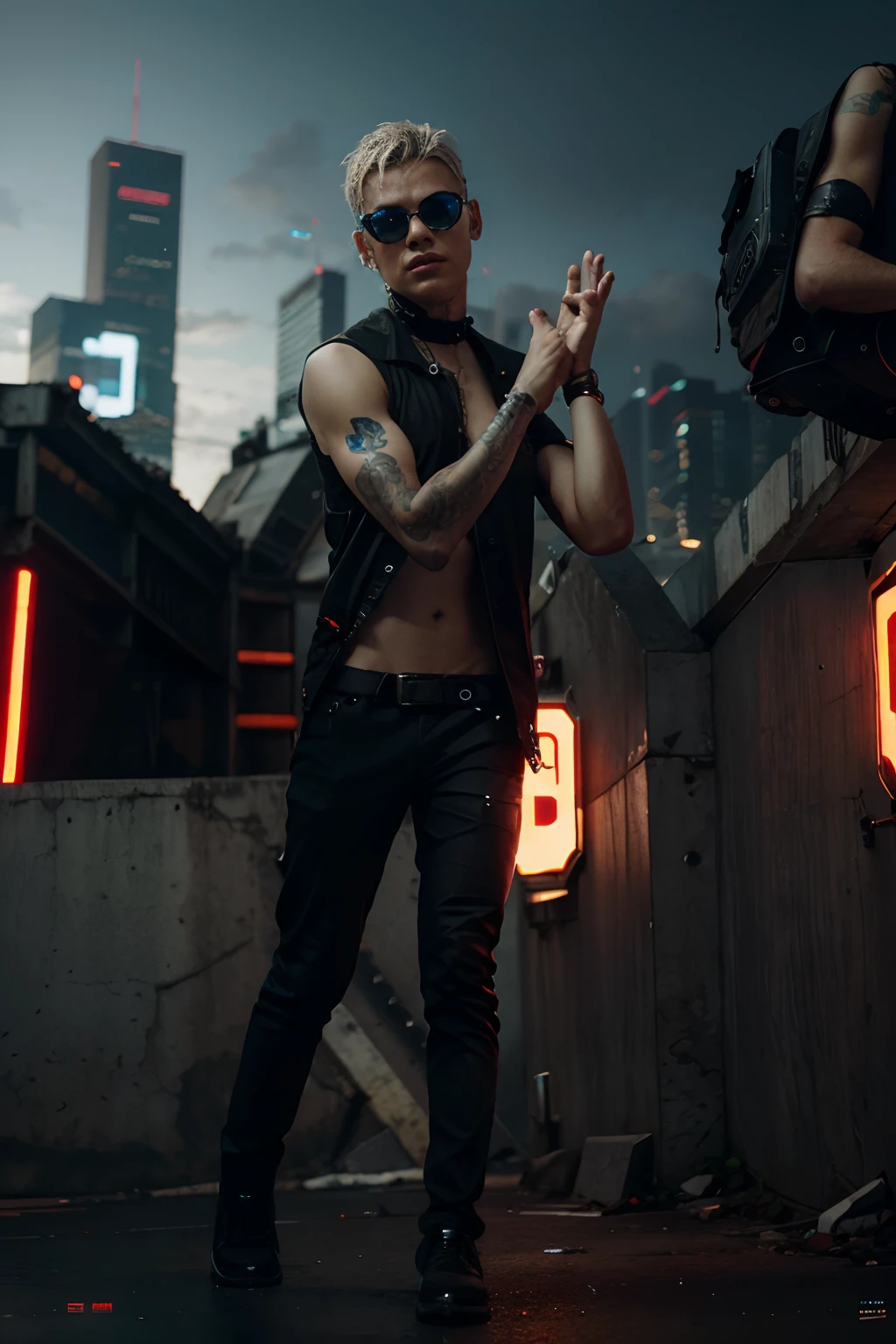 Change background cyberpunk realistic face