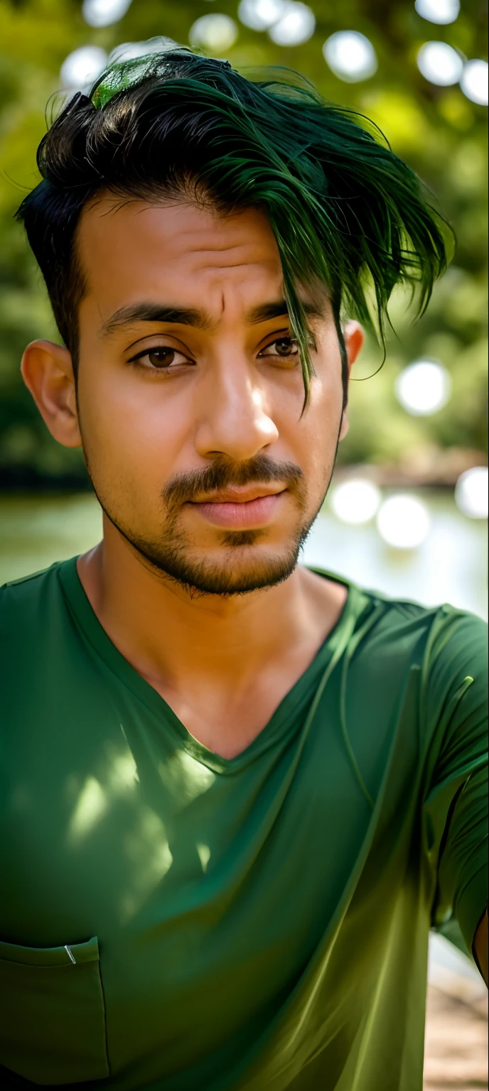 arafed man looking out over a river with a green shirt, amidst nature, distant thoughtful look, candid picture, profile pose, lost in thought, candid photography, assamese aesthetic, very artistic pose, looking into the distance, shot on nikon z9, casual photography, photograpgy, thoughtful pose, gazing at the water, deep gaze to the side