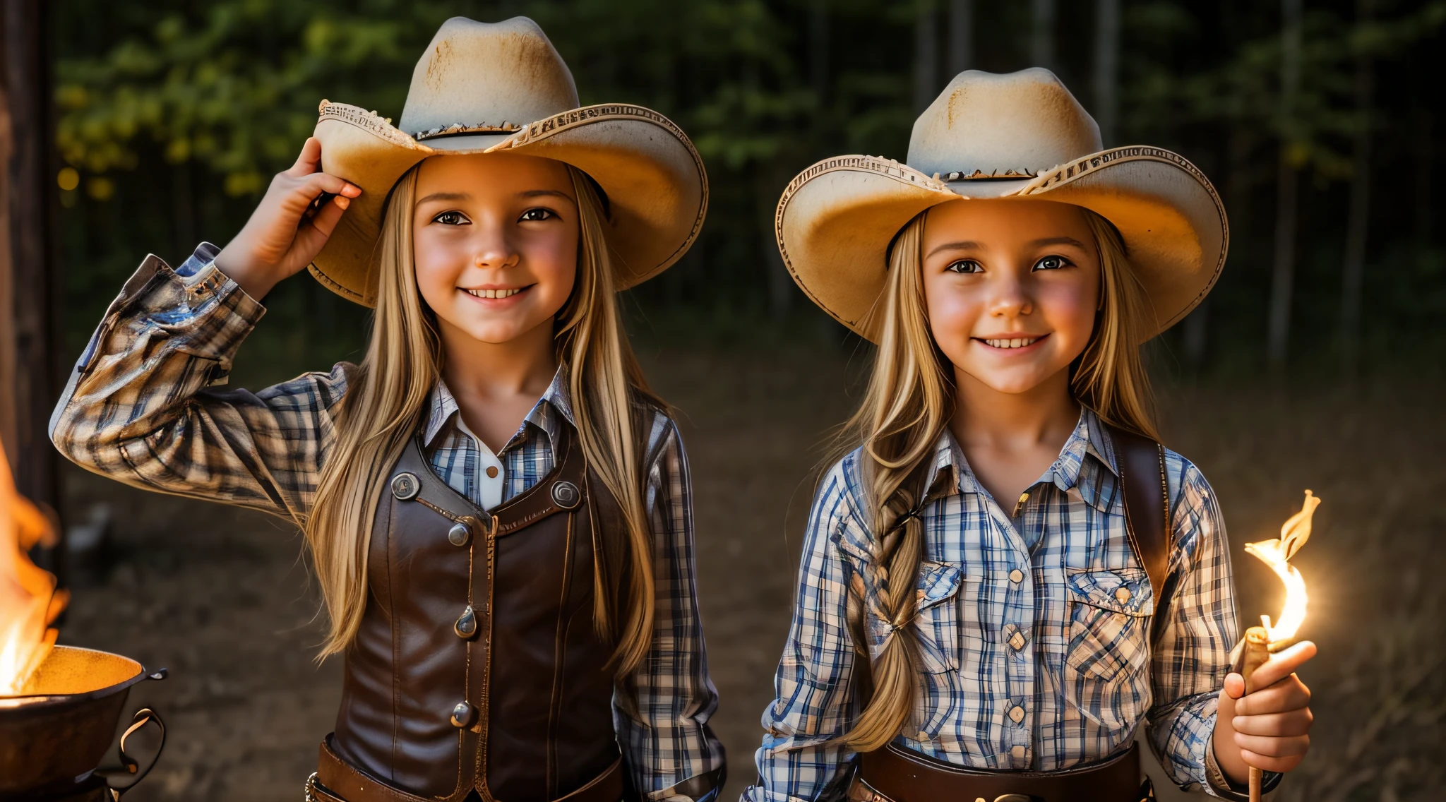 BLOND child girl in a cowboy hat holding a flashlight fire light and GLOBAL FIRE, segurando uma lanterna, Vaqueira, ****** sob lanterna, Cowgirl ocidental, vestido como um xerife ocidental, vaca-******, jovem ****** em roupas steampunk, Female cowgirl, ******, Directed by: Linda Sutton, barnet, Uplighting, foto da ******, wearing a cowboy hat, next gen, retrato ****** robusta