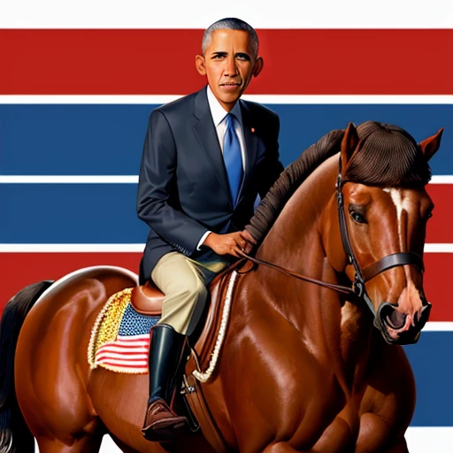 Donald trump naked riding a horse in front of an American flag