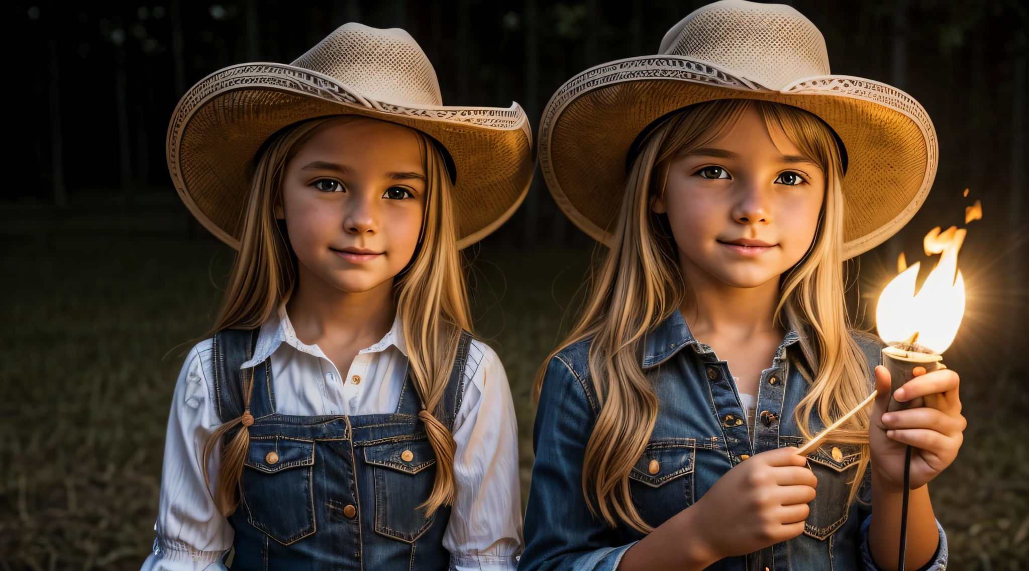 BLOND  girl in a cowboy hat holding a flashlight fire light and FIRE, segurando uma lanterna, Vaqueira, menina sob lanterna, Cowgirl ocidental, vestido como um xerife ocidental, vaca-menina, jovem menina em roupas steampunk, Female cowgirl, Menina, Directed by: Linda Sutton, barnet, Uplighting, foto da menina, wearing a cowboy hat, next gen, retrato menina robusta