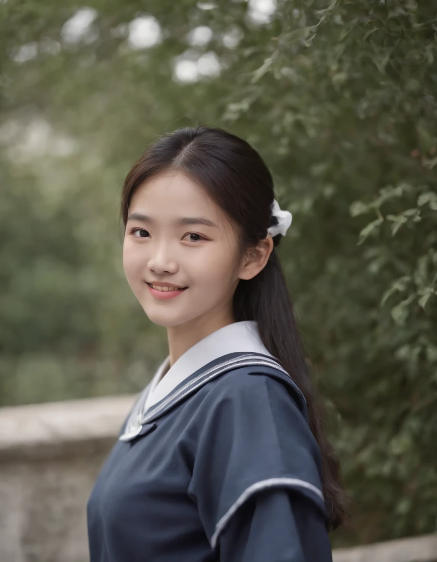 16-year-old Chinese female student,in sailor suit,The upper part of the body,ssmile