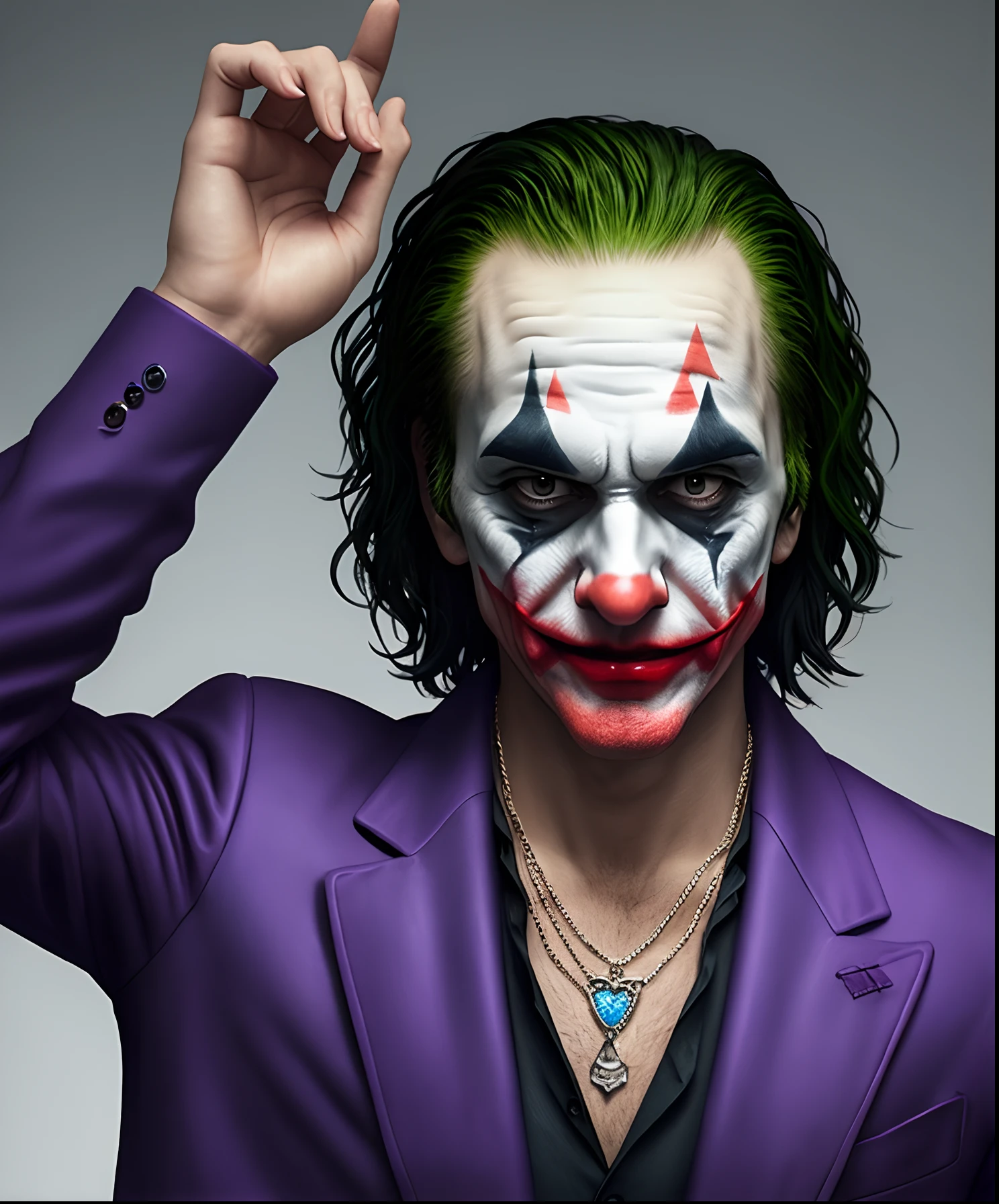 Cowboy Shot,((glossy eyes)),(masterpiece, best quality:1.4)best quality, high detail, (detailed face), detailed eyes, (beautiful, aesthetic, perfect, delicate, intricate:1.0), joker painting of a man with green hair and a yellow jacket, digital art by Nicholas Marsicano, reddit, digital art, portrait of joker, portrait of the joker, portrait of a joker, the joker, joker, from joker (2019), #1 digital painting of all time, # 1 digital painting of all time, film still of the joker,