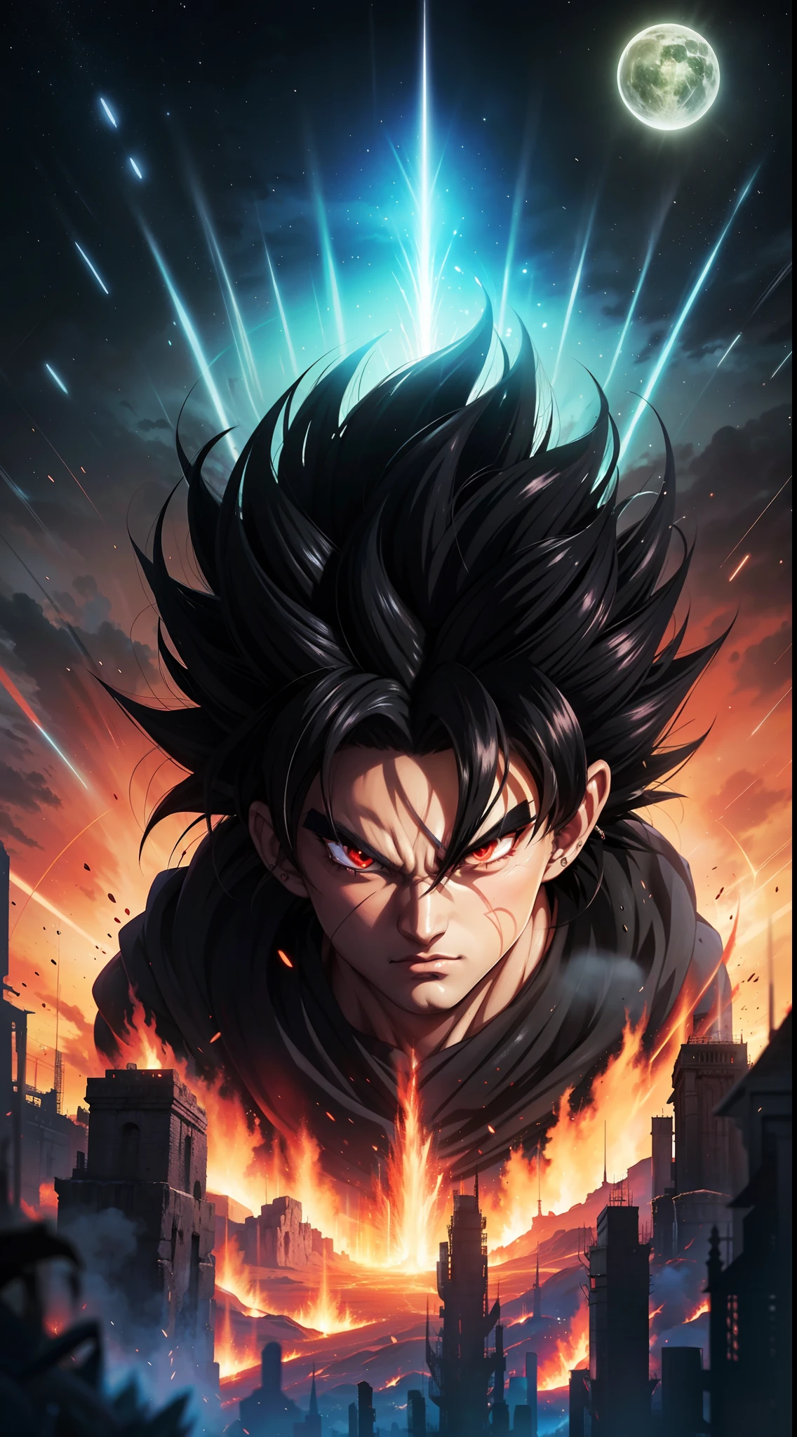 Get ready for a visual feast with the Black Demon God, a being with a handsome face and piercing red eyes. In his transformed state, he radiates extreme instinct and power, making for an epic anime about this energy man. Watch as he controls fire and lava in stunning anime artwork that will leave you in awe. This concept art is straight out of the Dragon Ball Universe, with a manga-style 8k wallpaper that will transport you to another dimension. Prepare to be amazed by this detailed digital anime art, showcasing the ultimate fusion of style and power.