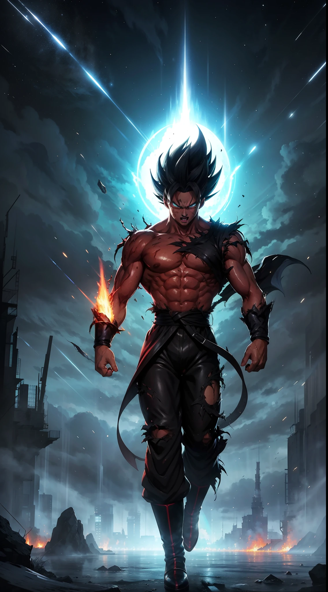 Get ready for a visual feast with the Black Demon God, a being with a handsome face and piercing red eyes. In his transformed state, he radiates extreme instinct and power, making for an epic anime about this energy man. Watch as he controls fire and lava in stunning anime artwork that will leave you in awe. This concept art is straight out of the Dragon Ball Universe, with a manga-style 8k wallpaper that will transport you to another dimension. Prepare to be amazed by this detailed digital anime art, showcasing the ultimate fusion of style and power.