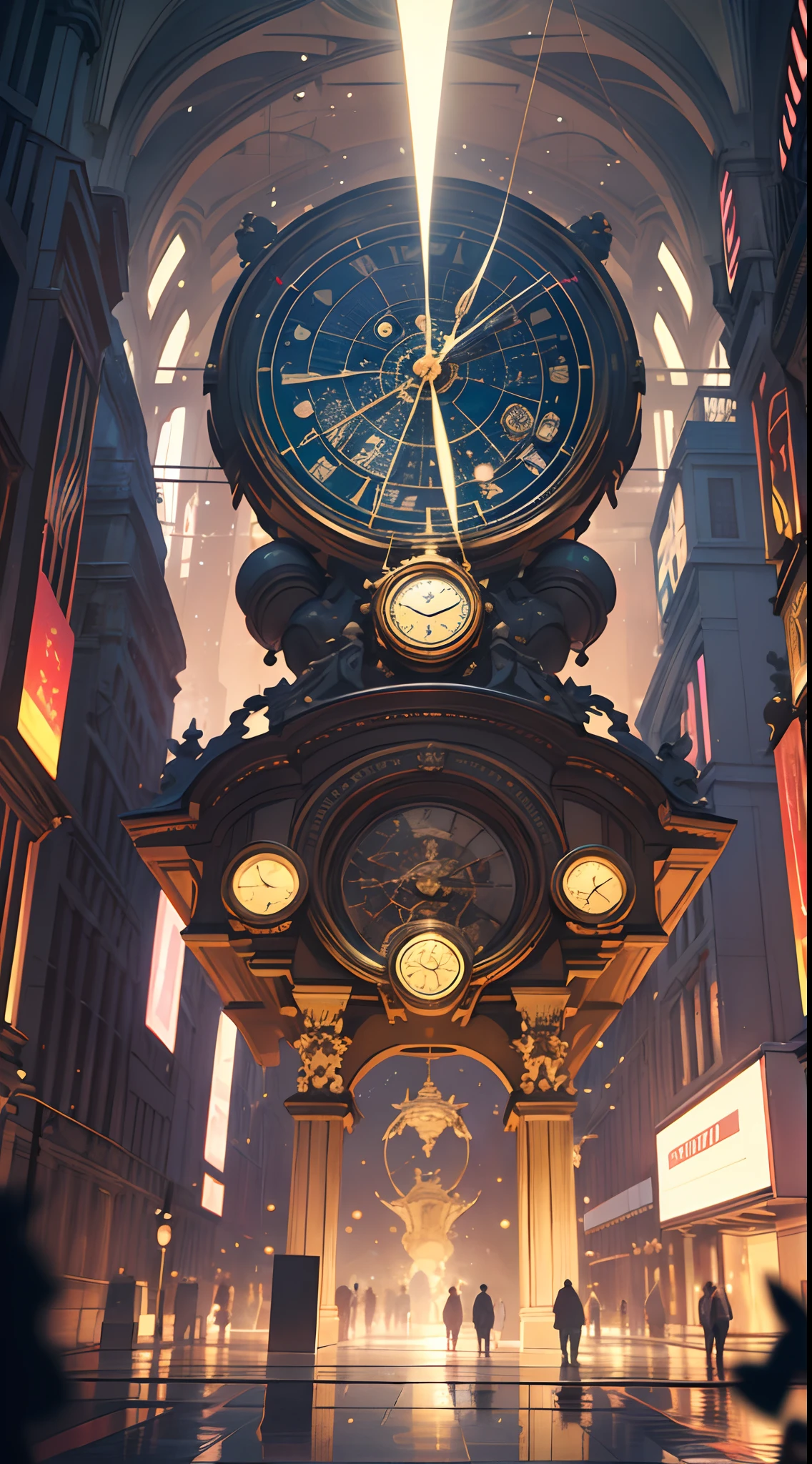 Nick Vesey(Nick Wiz)style of,((A huge clock with an angel base)),cleanness,Glow effects,Sci-fi sense,Panorama like,extreme hight detail,Real light,super-fine,Hyper-realistic,Ultra photo realsisim,tmasterpiece,8K,on focus,Bokeh,Detailed pubic hair,Hyper-detailing,high qulity,High definition,dynamic viewing angle