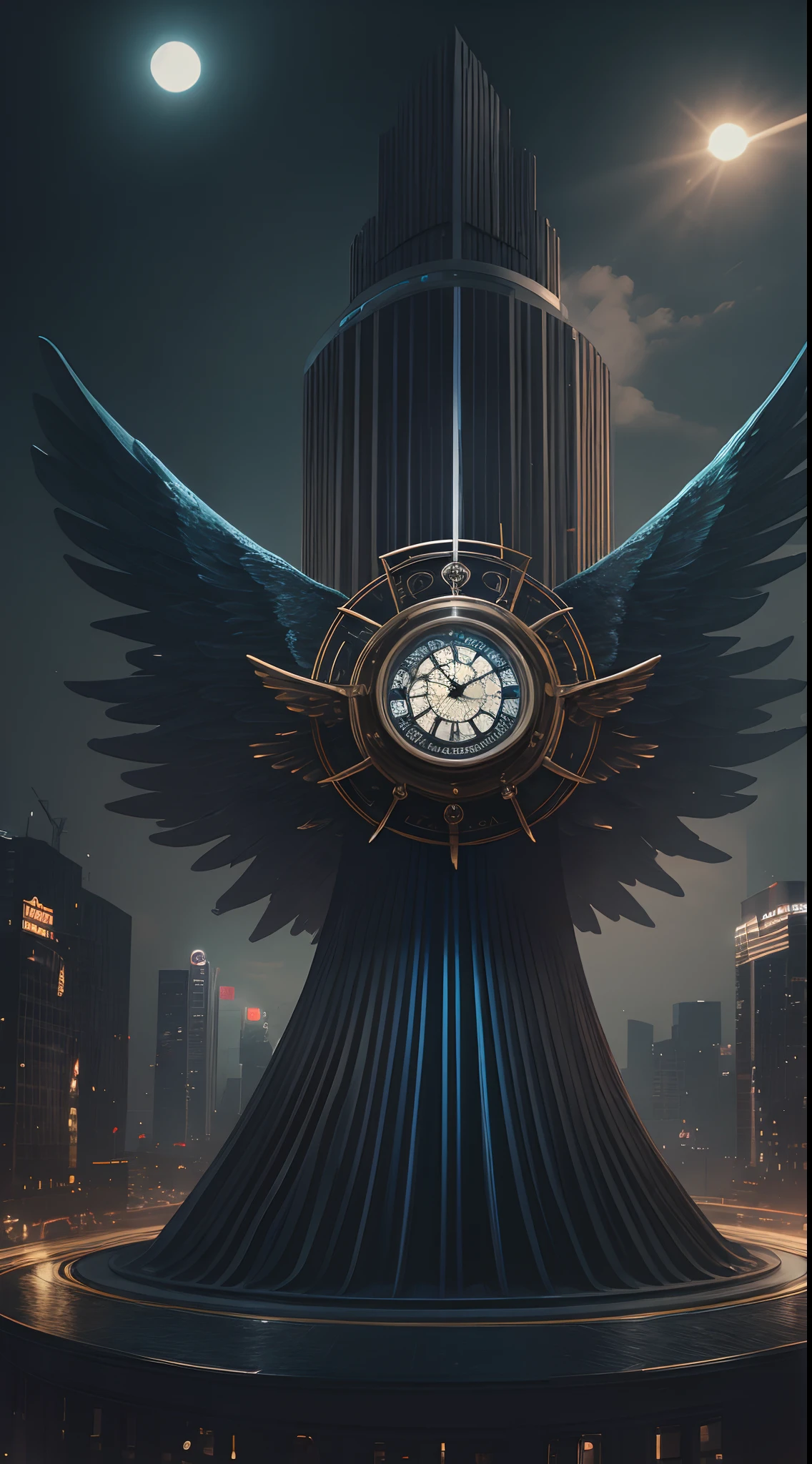 Nick Vesey（Nick Wiz）style of，（（A huge clock with an angel base）），cleanness，Glow effects，Sci-fi sense，Panorama like，extreme hight detail，Real light，super-fine，Hyper-realistic，Ultra photo realsisim，tmasterpiece，8K，on focus，Bokeh，Detailed pubic hair，Hyper-detailing，high qulity，High definition，dynamic viewing angle