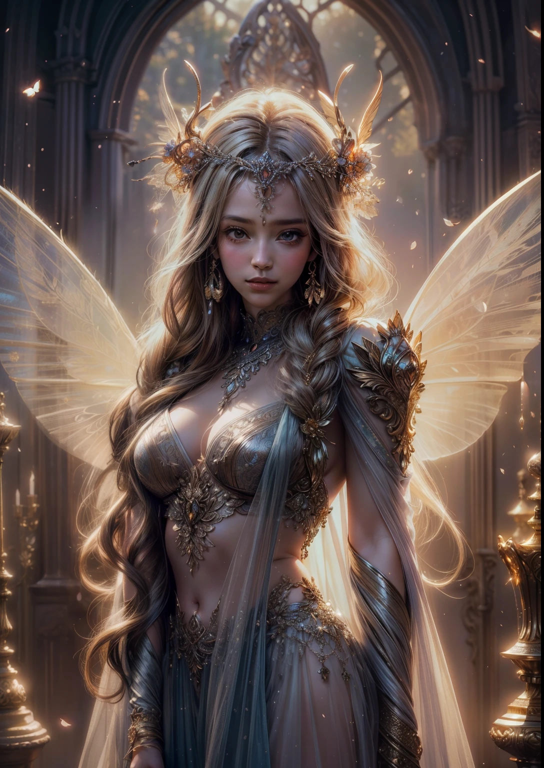 flower spirit,small,butterfly wing,girl,(best quality,4k,8k,highres,masterpiece:1.2),ultra-detailed,(realistic,photorealistic,photo-realistic:1.37),ethereal,soft colors,glowing light,enchanted forest,magical atmosphere,nature background,delicate petals,vibrant flowers,gentle breeze,peaceful expression,vivid eyes,long flowing hair,graceful pose,sunlit scene,subtle details,fantastical elements,whimsical,translucent wings,serene ambiance,sprightly,joyful,golden hour illumination,fairy-like,harmonious composition,delightful intricacies,intricate patterns,dreamy,sublime,pure,innocent,playful,enchanted moment