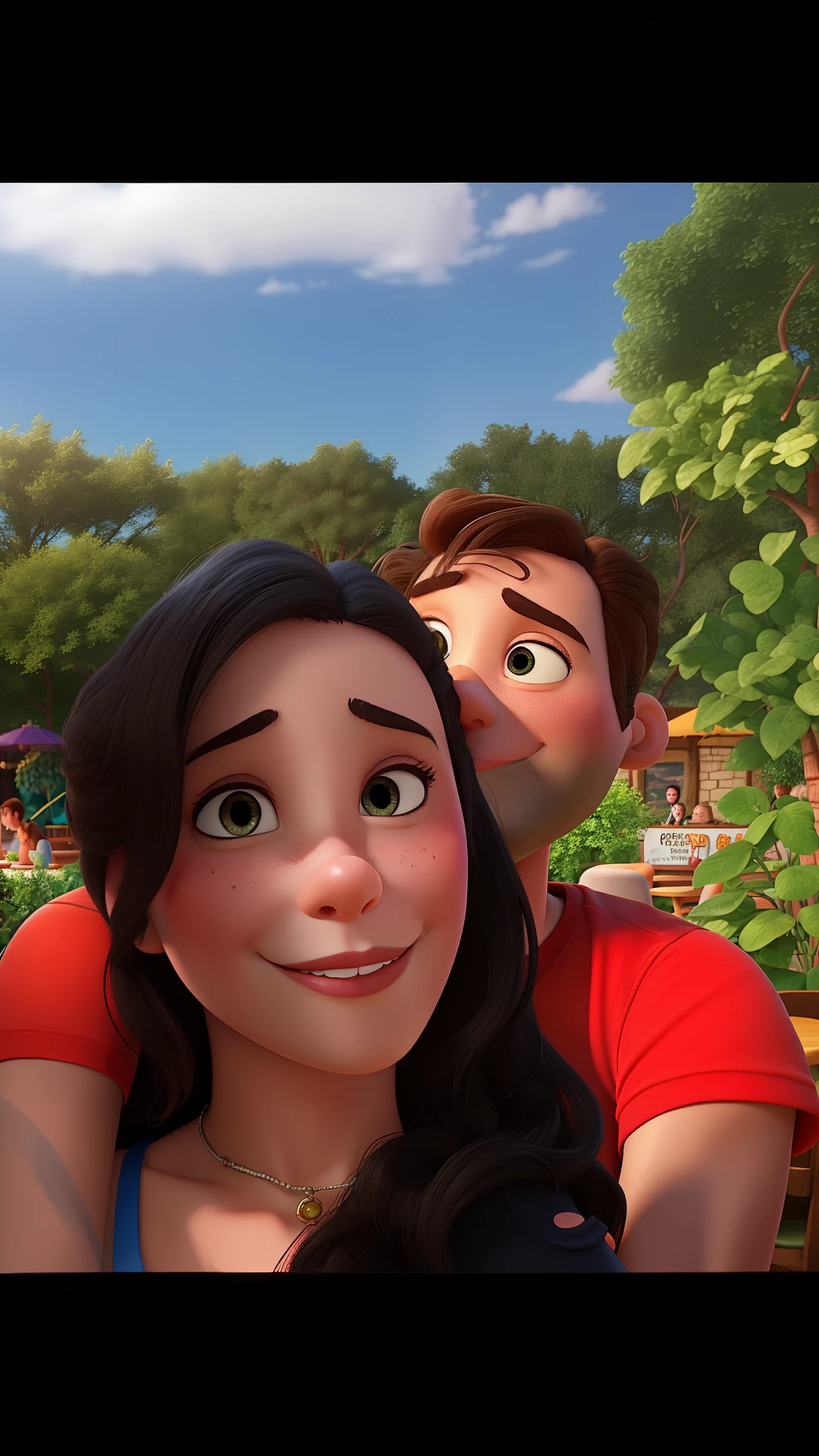 Romantic couple in restaurant, Disney pixar | |
