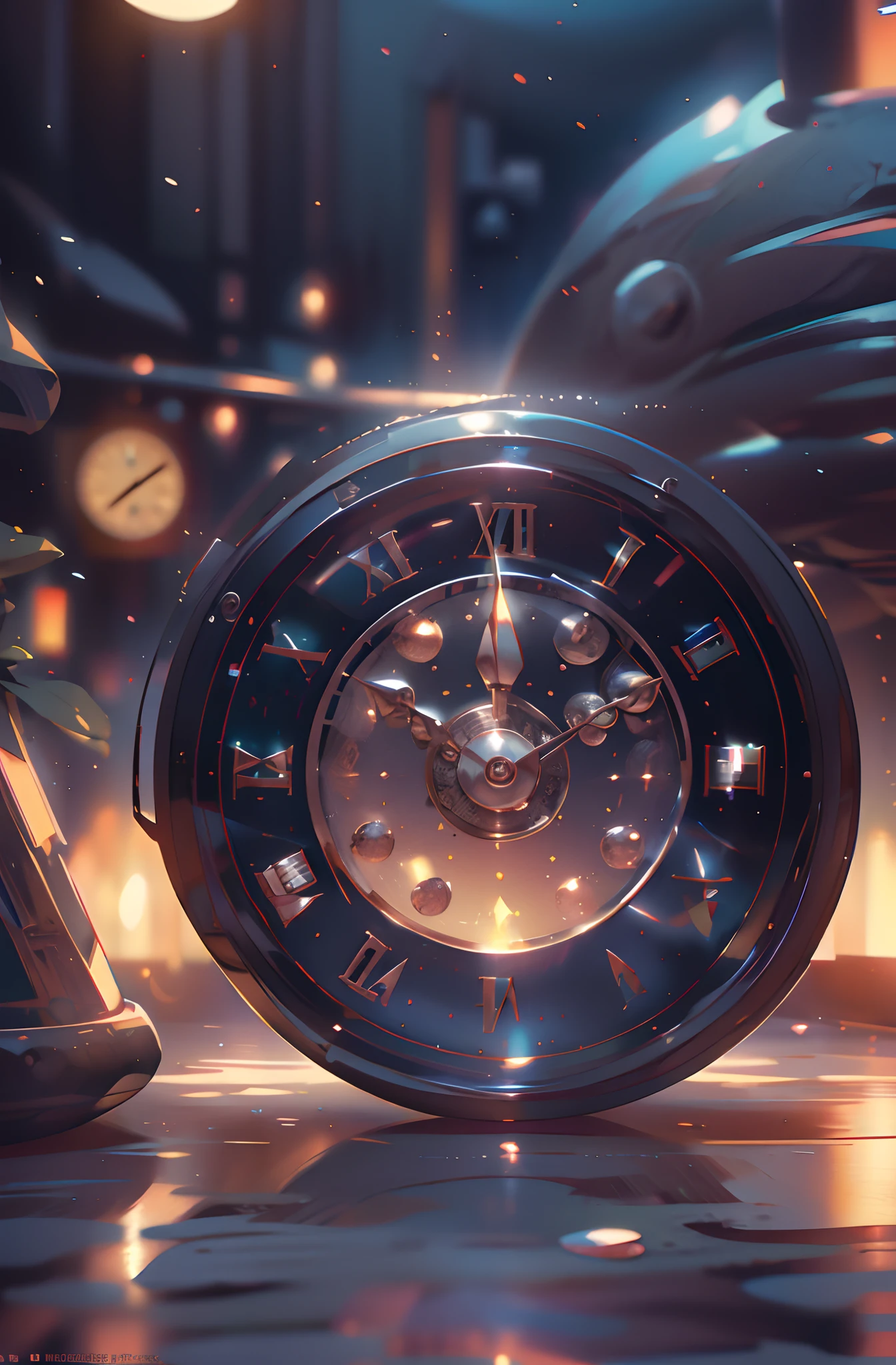 ((The clock is meticulous,Clear,Sharply defined、Clear surface,))