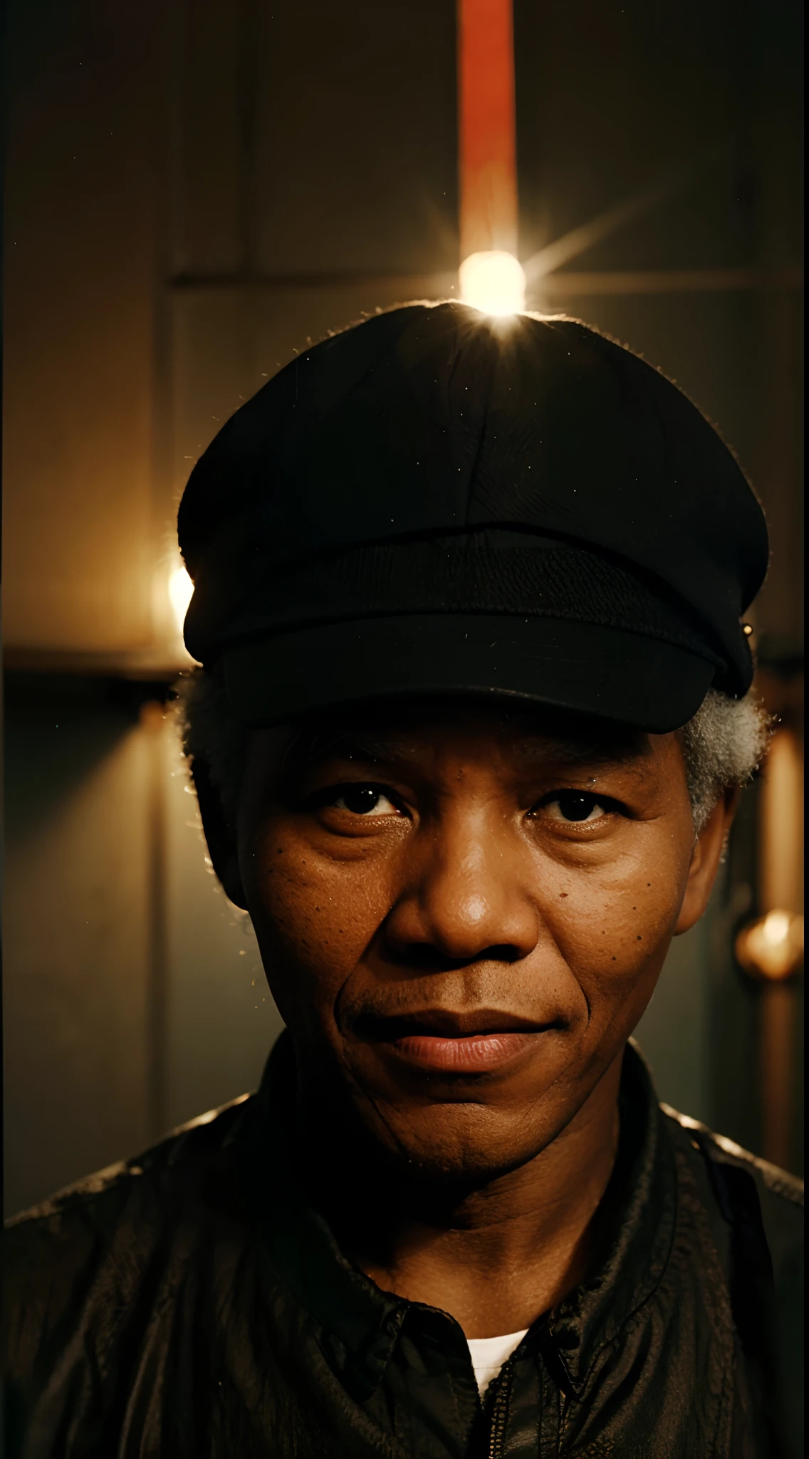 Visualize Nelson Mandela's resilience during his 27-year imprisonment as a symbol of resistance."