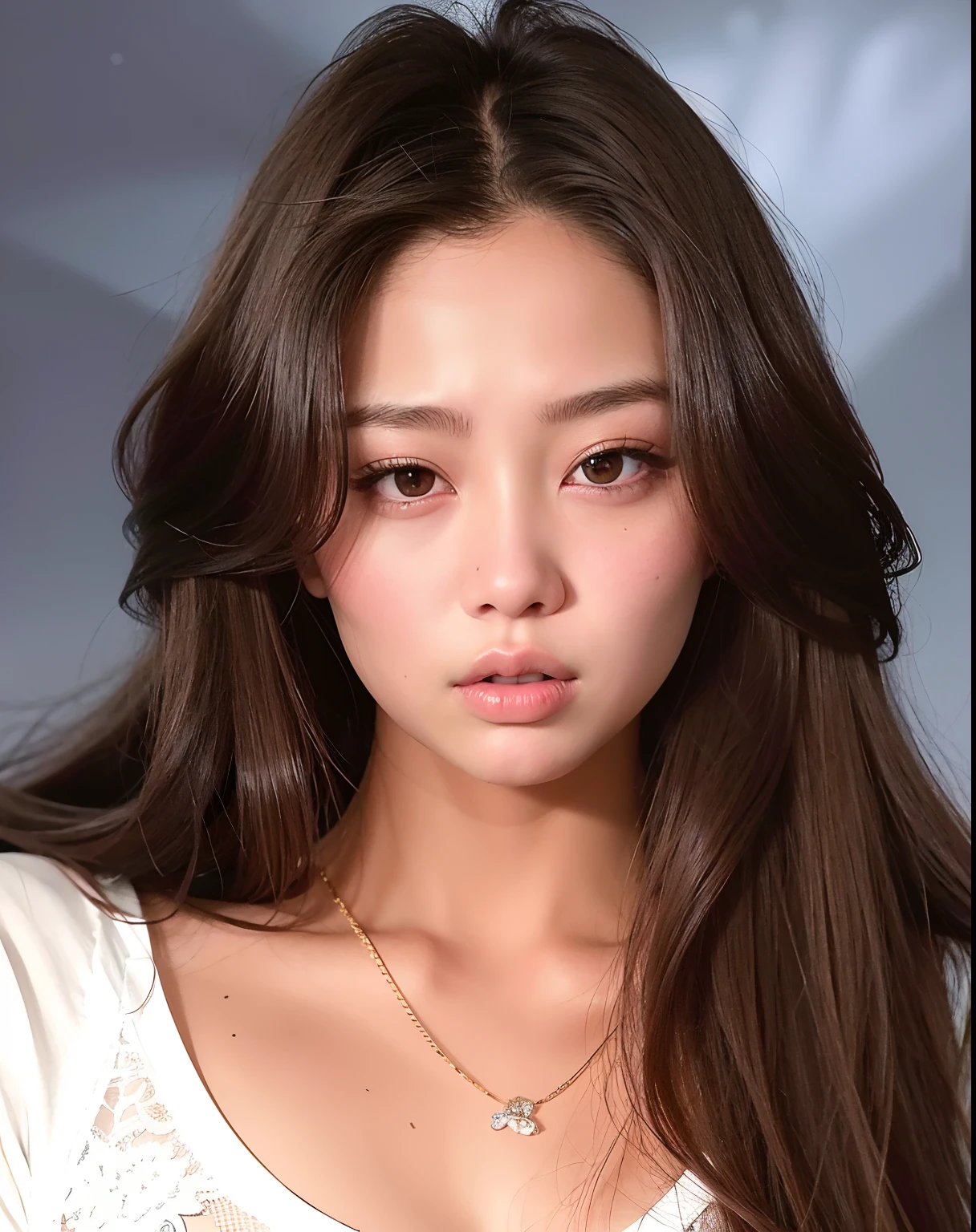 Un primer plano de una mujer con cabello largo con una camisa blanca, Blackpink Jennie, Yanjun Chengt, Minchen Shen, Wenfei Ye, Parque Ji-min, Jaeyeon Nam, Heonhwa Choe, Taejune Kim, Kim Hyun Joo, Gongbi, Retrato de Jossi de Blackpink, Luisa Zhang, Jung Gi Kim, Xision Wu