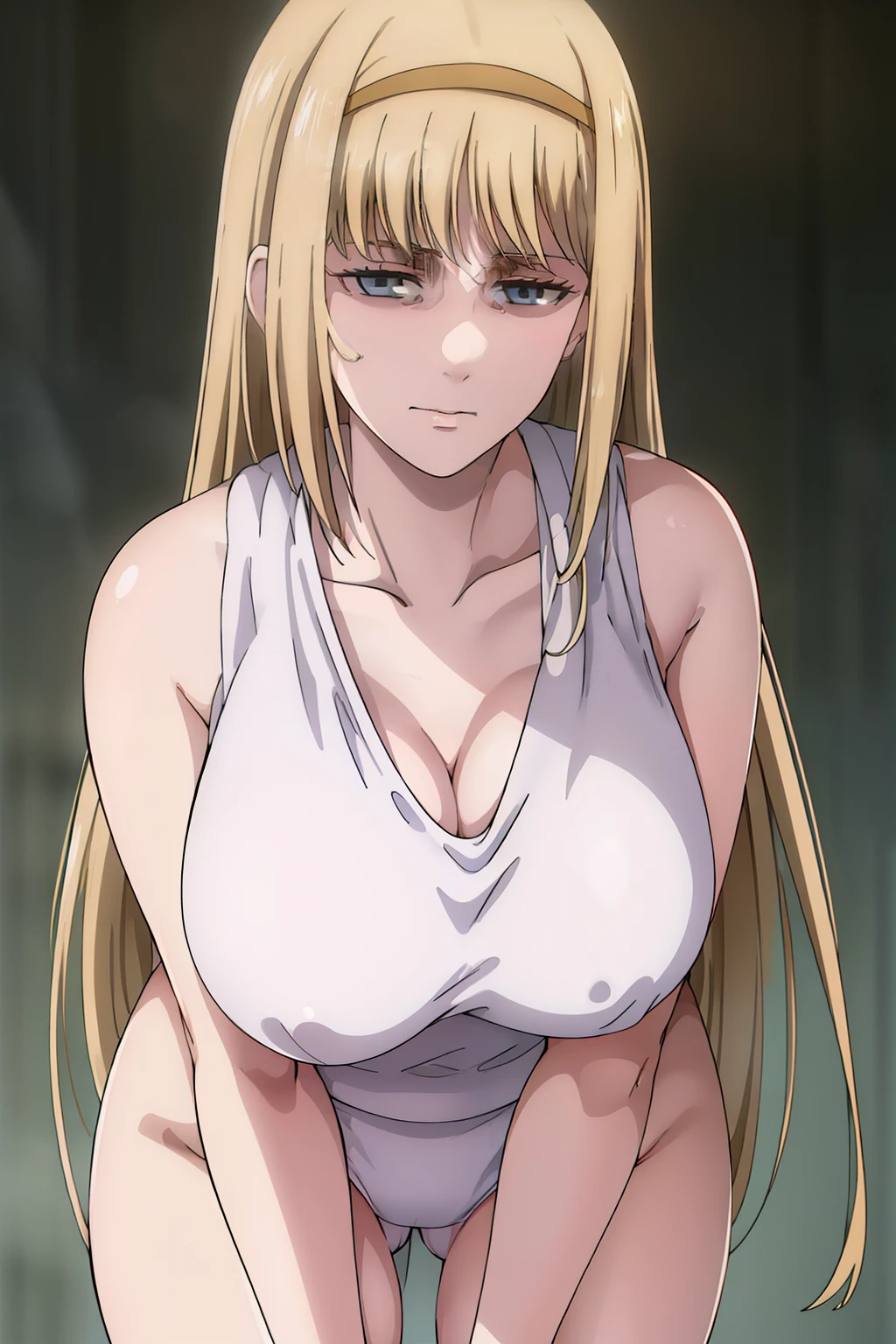 Simple White Background, sexy pose,
white shirt,collarbone, cleavage, bare shoulders,
armbands,
blue eyes, blonde hair,bangs,Long_hair,hairband,
1 girl, 20yo,Young female,Beautiful Finger,Beautiful long legs,Beautiful body,
Beautiful Nose,Beautiful character design, perfect eyes, perfect face,expressive eyes,perfect balance,
looking at viewer,(Focus on her face),closed mouth, (innocent_big_eyes:1.0),(Light_Smile:0.3),
official art,extremely detailed CG unity 8k wallpaper, perfect lighting,Colorful, Bright_Front_face_Lighting,White skin,
(masterpiece:1.0),(best_quality:1.0), ultra high res,4K,ultra-detailed,
photography, 8K, HDR, highres, absurdres:1.2, Kodak portra 400, film grain, blurry background, bokeh:1.2, lens flare, (vibrant_color:1.2),professional photograph,
(Beautiful,large_Breasts:1.5), (beautiful_face:1.5),(narrow_waist),