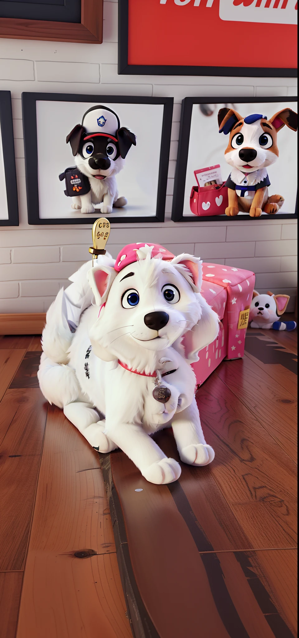 White female Spiz puppy lying down in high quality