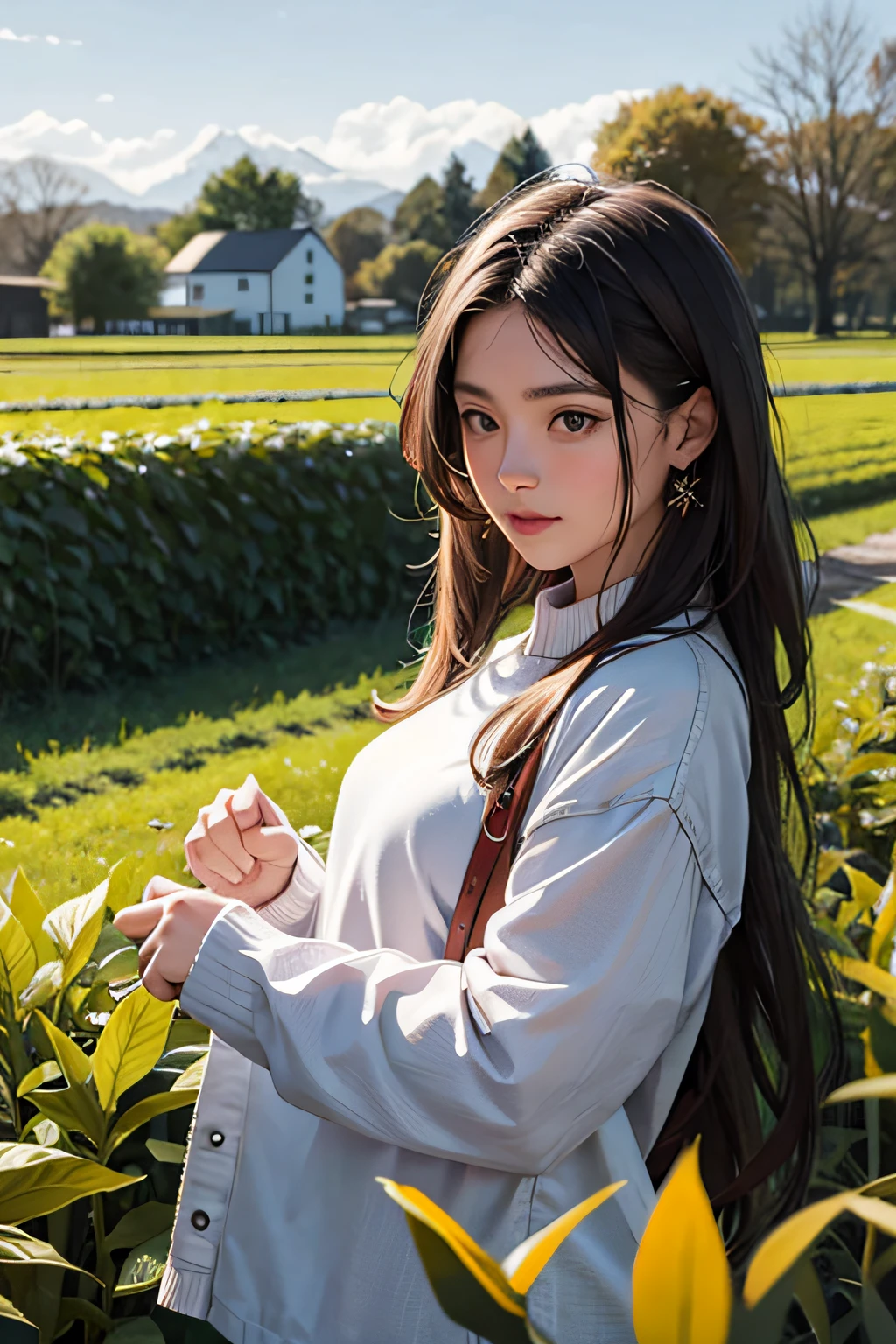 a girl in farm with husband