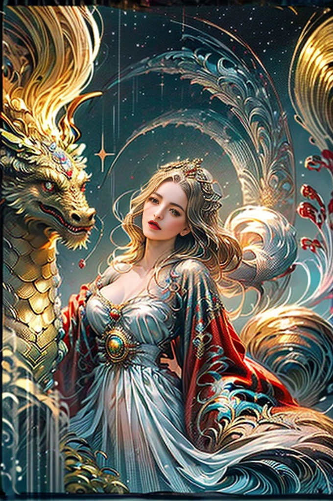 An 8K high-definition portrait of a beautiful ((woman with dragon)), Deusa afrodite, uma deusa de beleza fenomenal, a mais bela das mulheres, mulher iraniana de extrema beleza,((tiro de todo o corpo)),(( com longos cabelos cacheados)), ((vestido longo vermelho e preto e detalhes em dourado )), (( with dragon), mulher com magia cigana, ((uma bela cigana de cabelos cacheados, libidinosa)), In the background full moon and sky with Milky Way, era vitoriana, uma Rainha bela e jovem, filmic grain, Ilford HP5, 80mmDeusa do Mar, Deusa do Oceano, Luthien, arte de deusa, Deusa da mitologia grega, Deusa da Lua, Deusa do amor e da paz, deusa bonito, Mitologia do Deusa da Terra, Um retrato impressionante de um deusa, Frank Kelly Freas, Estilo Karol Bak, ((beautiful face)), Ultra Definition, melhor qualidade, 32k ultra | | | | | | | | | | | | | | | | | | | | | | | | | | | | | | | | | | | | | | | | | | | | | | | | | | | | | | | | | | | | | | | | | | | | | | | | | | | | | | | | | | | | | |, Ultra HD | | | | | | | | | | | | | | | | | | | | | | | | | | | | | | | | | | | | | | | | | | | | | | | | | | | | | | | | | | | | | | | | | | | | | | | | | | | | | | | | | | | | | | | | | | | | | | | | | | | | | | | | | | | | |