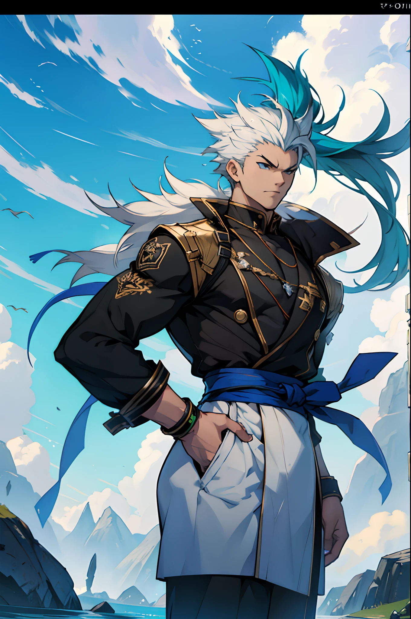 ((Gacha Game Aesthetic)), Fighting Game Character, 1 male, Wind element.
