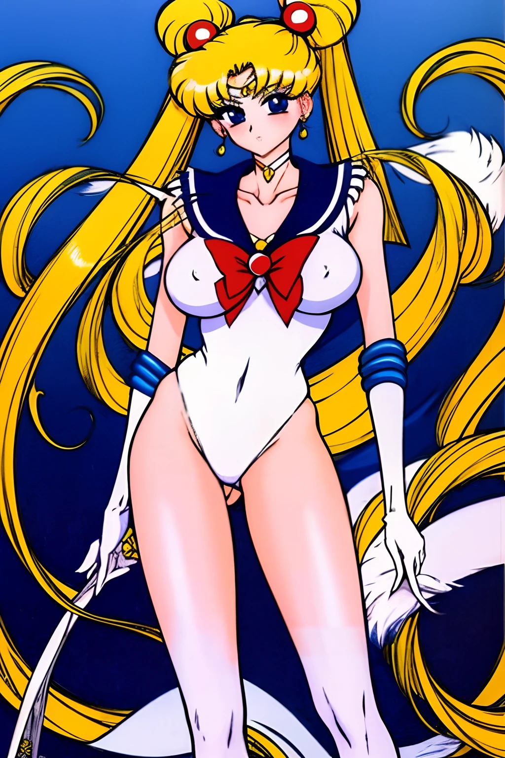 A woman in a sailor's suit does a standing horse motion, the sailor galaxia. Beautiful, author:the sailor moon, Sailor Moon!!!!!!!!, Anime goddess, An anime cover, rei hino as a princess, eechi, the sailor moon. Beautiful, author:Rumiko Takahashi, anime barbie in white stockings, Sailor Moon style, twintails white_mitts