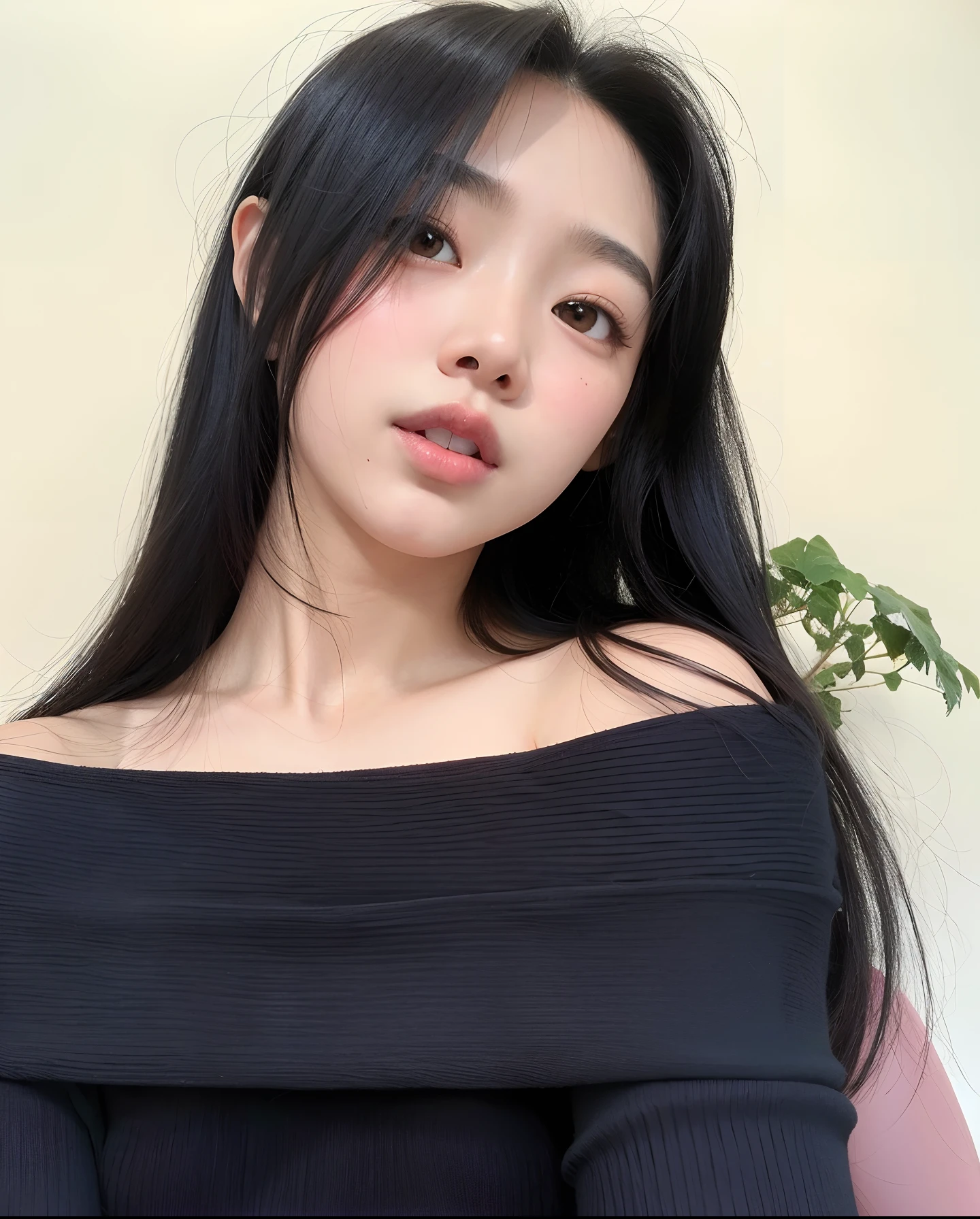 Arafed asian woman with long black hair wearing a black top, coreana, Mulher sul-coreana bonita, linda mulher coreana jovem, mulher coreana jovem bonita, Jaeyeon Nam, Ulzzang, young adorable korean face, Heonhwa Choe, Bae Suzy, Mulher coreana, Gongbi, young cute wan asian face, wan adorable korean face, Jinyoung Canela