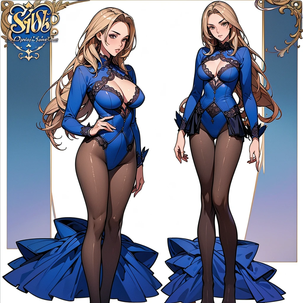 erotic lingerie design inspired by Adam and Eve With long Blond hair , in various views (front and back) ((Character sheet))