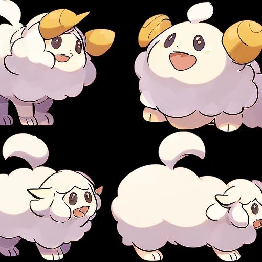 (((Best Quality))) , ((full body)), multiple views, reference sheet, pkmn, sheep, horn,