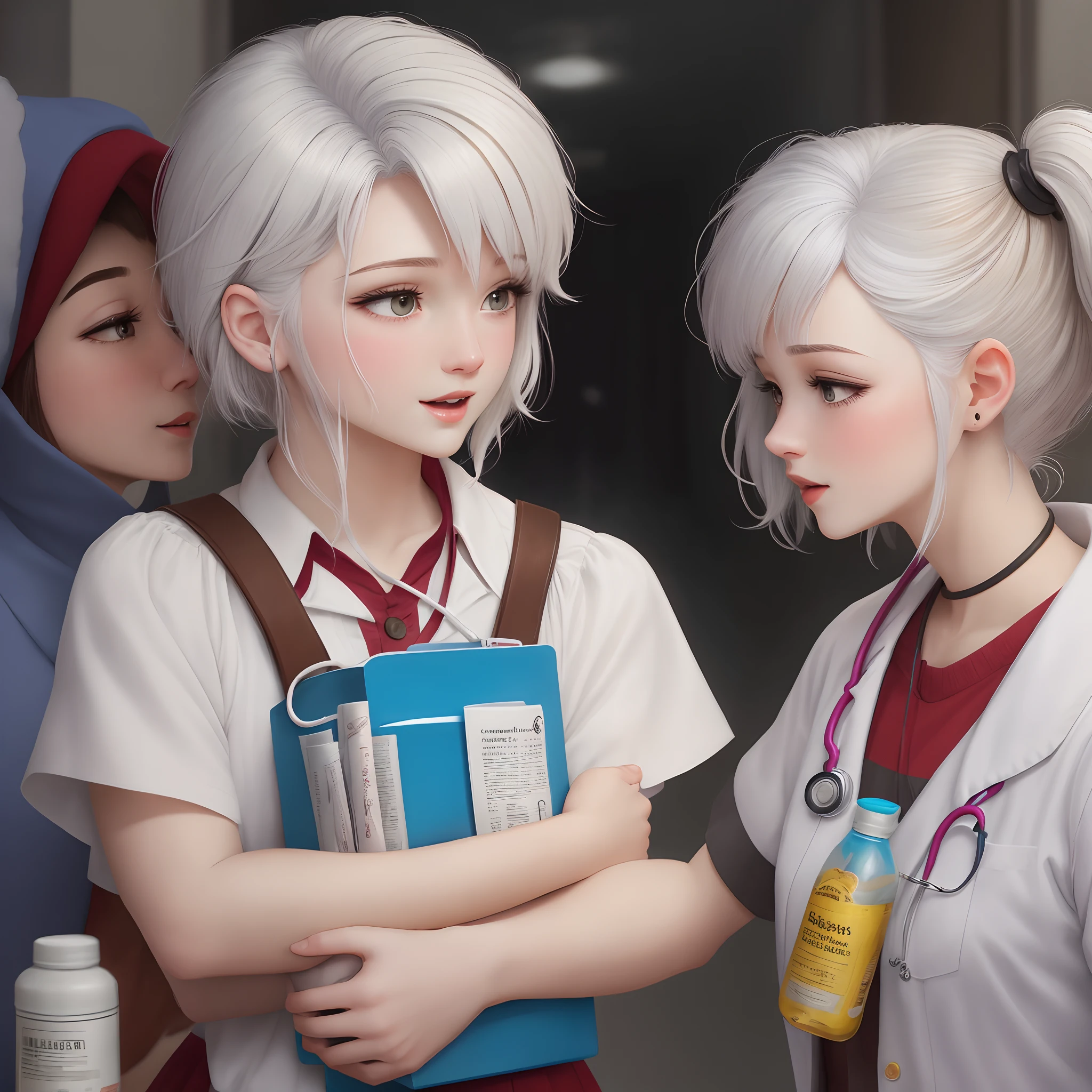 Carry Out Disney Style Image Academic Pull Medicine White Hair With Highlights