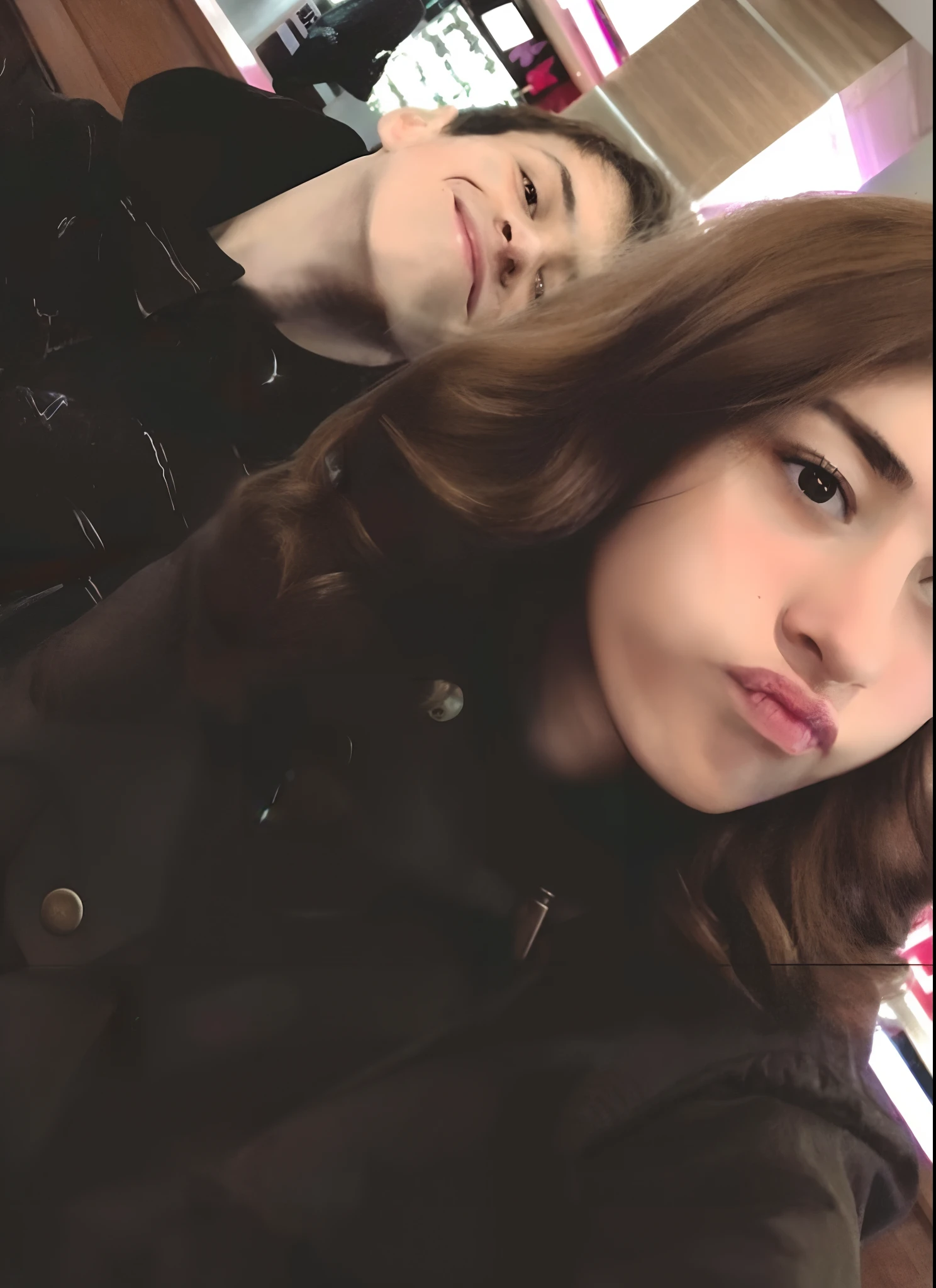 There are two people, who take selfies together, grainy low quality,, grainy low quality, charlie bowater and artgeem, charli bowater, blurry, Profile picture, very very low quality picture, Very grainy, Petra Collins and MC. Escher, 📷 Mungojerrie and Rumpleteazer, in love selfie