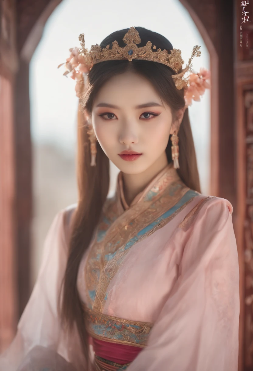 (High-resolution 8K raw photos are realistic,best qualtiy,),((2 women hugging)),(((Gradient Dunhuang costumes))),(Seven-doppelganger shot),(Pink Long Hair),Skinny and small,beautidful eyes,Super detailed face,Beautiful woman,tight-fitting,medium breasts Thin waist,Bigchest,age uncensored,cute female child, lesbian hugging and French kissing caressing boobs, Glowing skin,20yr old,(Loulan Ancient Town,outside,A desert),Sharpen,Chiffon,Front light,Solo,cleavage,((china goddess))