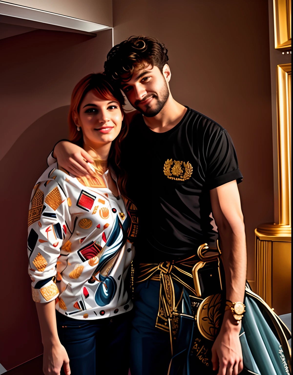 A man and a woman are standing in the room, charlie bowater and artgeem, lindsay adler, enes dirig, Nina Hamnett, Valeria Denesh, Nick Silva and Ilya Kuvshinov, Zac Retz, by Nándor Katona, Daniel Lookout, Arian Mark, by Zofia Stryjenska