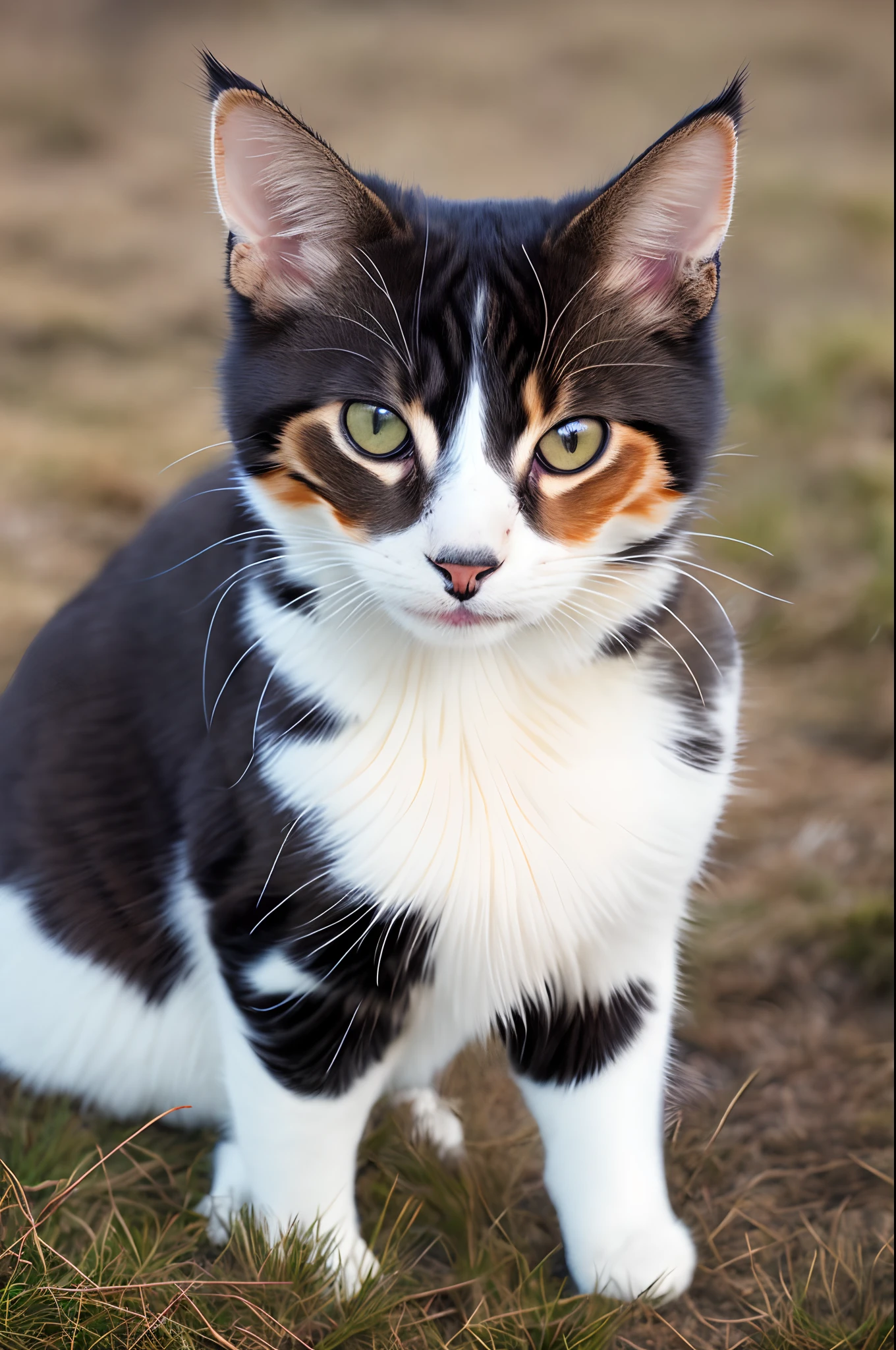 Realistic calico cat in tundra