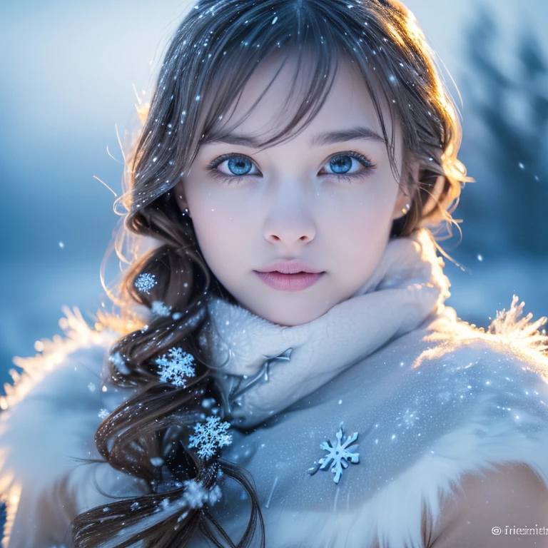 (best quality:1.4), (ultra highres:1.2), (highly detailed:1.3), (HDR:1.2), (cinematic lighting:1.3), (detailed eyes), (detailed facial features), (snowy background:1.2), standing pose, (3/4 body portrait:1.2), (soft fur:1.2), (adorable:1.2), (looking at viewer), (innocent expression), (soft lighting), (dreamlike), (fantasy-like:1.3), (ethereal:1.3), (magical:1.2), (snowflakes:1.2), (winter wonderland:1.3), (whimsical:1.2), (playful:1.2).