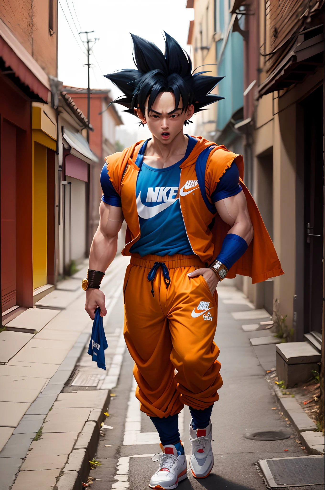 Goku con ropa nike y joyas de plata