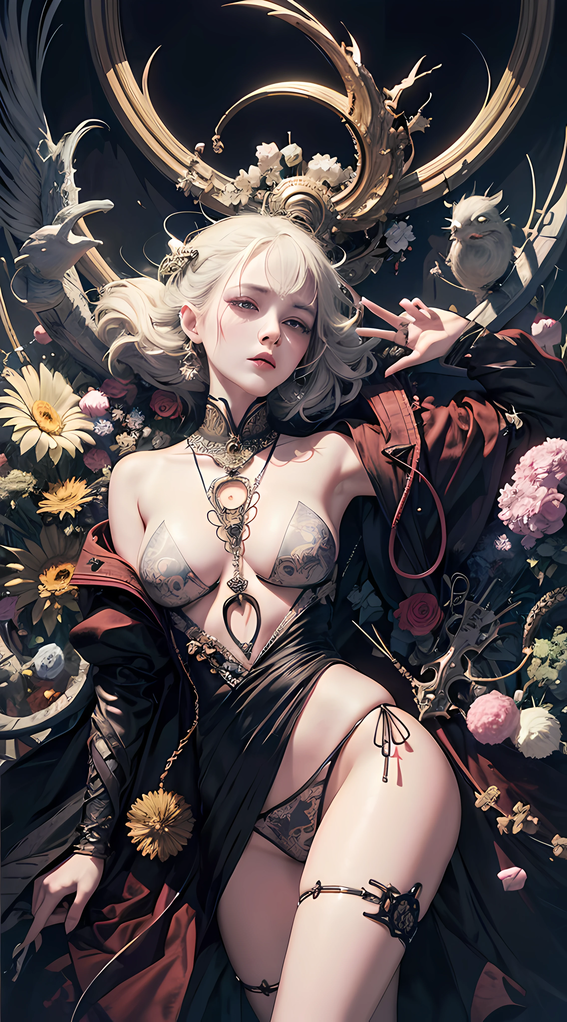 official art, unity 8k wallpaper, ultra detailed, beautiful and aesthetic, masterpiece, best quality, (zentangle, mandala, tangle, entangle), (fractal art:1.3) , 1girl, extremely detailed, dynamic angle, cowboyshot, the most beautiful form of chaos, elegant, a brutalist designed, vivid colours, romanticism, by james jean, roby dwi antono, ross tran, francis bacon, michal mraz, adrian ghenie, petra cortright, gerhard richter, takato yamamoto, ashley wood, atmospheric, ecstasy of musical notes, streaming musical notes visible