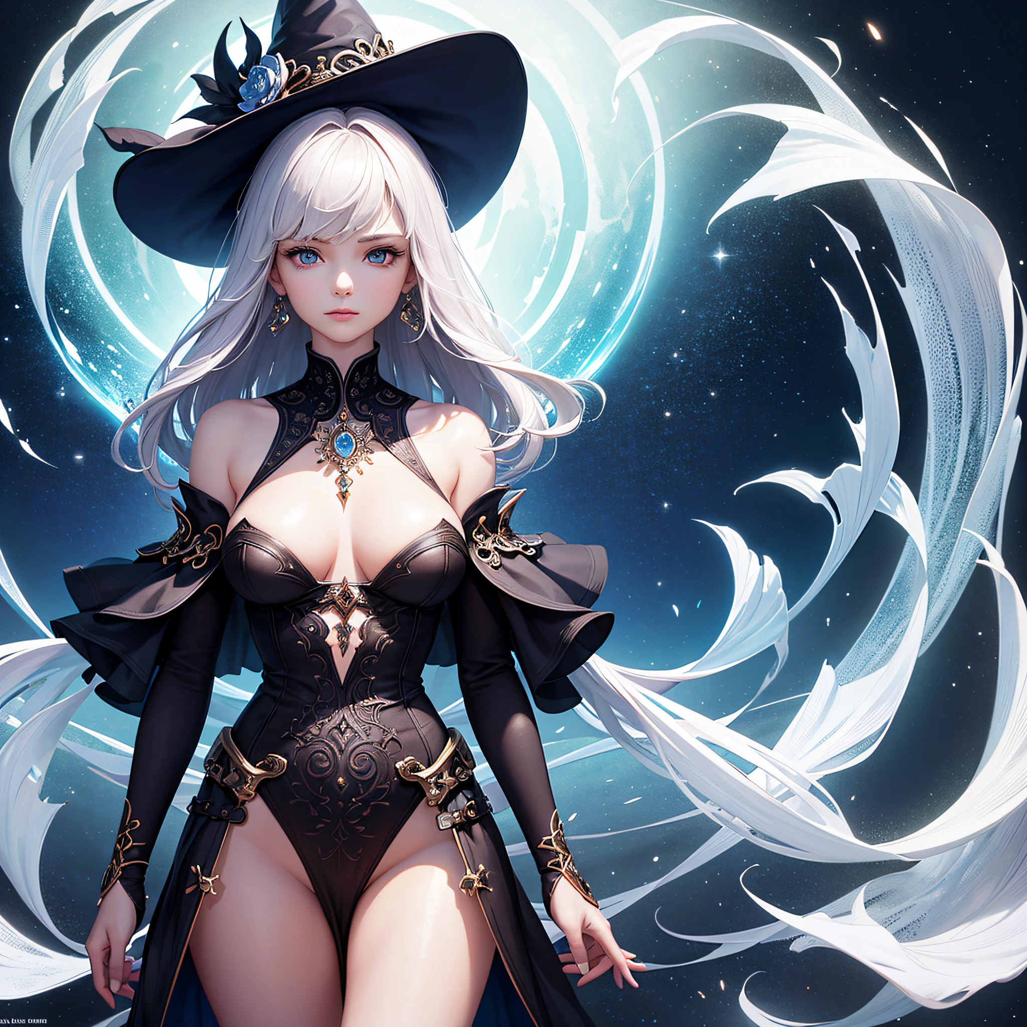 (Highest quality))), ((Masterpiece)), ((Intricate details)), 32K, Sharpness, highly detailed CG, Perfect artwork, meticulous detail, Wind manipulation: 1.2, Light treatment, dreamlike art, magic, Bold, (dynamicposes), Rune tattoos: 0.7, perfect women figure, constricted waist, Very delicate and beautiful, Best quality, Beautiful delicate girl witch: 1.4, There are no revealing witch costumes: 1.2, Witch boots: 1.2, (Detailed beautiful delicate face, Detailed beautiful delicate eyes, face) Perfect proportions, Detailed skin, Detailed skin, Geometric pattern background, Magical Circle, Depth, A composition showing her full body:1.2