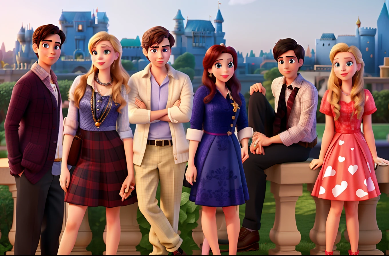 photo of the cast of the series Gossip Girl in Disney Pixar style, alta qualidade, melhor qualidade