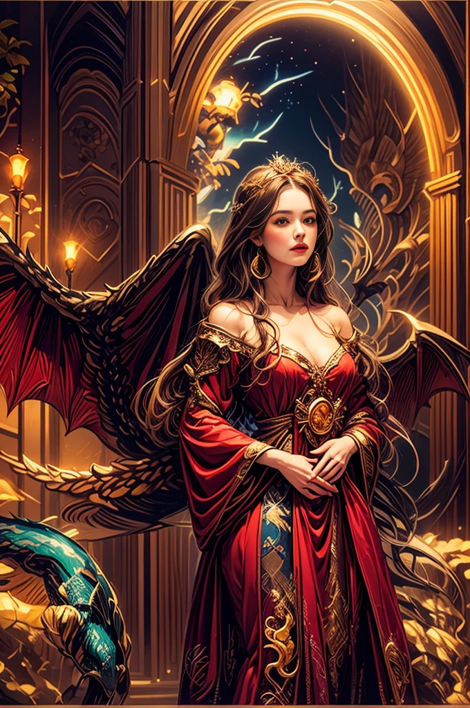 A portrait of a woman in high definition, with dragon, em 8K de um mulher anjo de 18 anos, ((  angel with several majestic wings,)), Deus do Mar, Deus do Oceano, Luthien, arte de deus, Deus da mitologia grega, Deus da Lua, Deus do amor e da paz, deus bonito, Mitologia do Deus da Terra, o deus Eros, Um retrato impressionante de um deus, Frank Kelly Freas, Estilo Karol Bak, ((beautiful face)), Ultra Definition, melhor qualidade, 32k ultra | | | | | | | | | | | | | | | | | | | | | | | | , Ultra HD | | | | | | | | | | | | | | | | | | | | | | | |