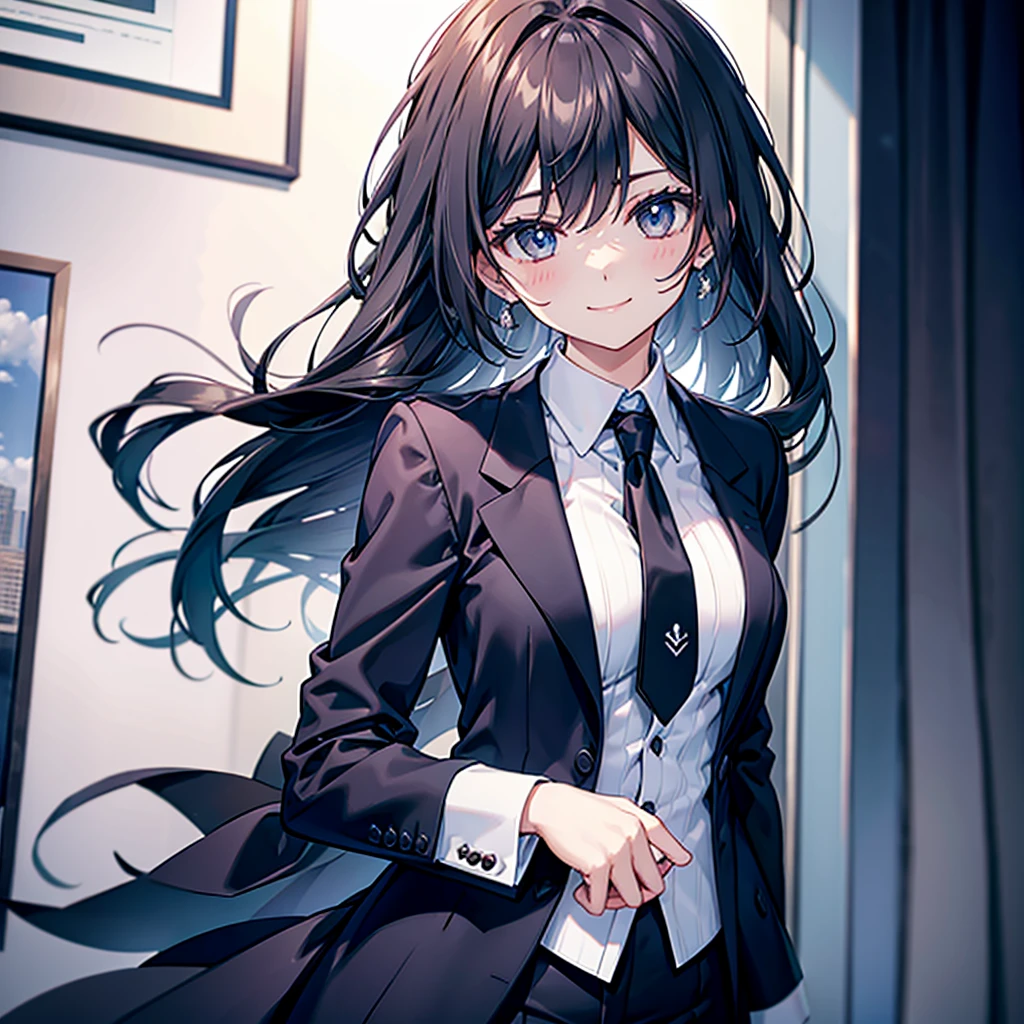Black Suit neck tie Quality suit Woman E-cup a smile
