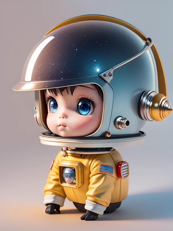 there is a statue of a woman wearing a helmet and a coat, portrait armored astronaut girl, the mekanik doll, toy art, art toy, portrait anime space cadet girl, pop japonisme 3 d ultra detailed, beeple and jeremiah ketner, adorable digital painting, in spacesuit, wears tiny spacesuit, art toys collectible figurine